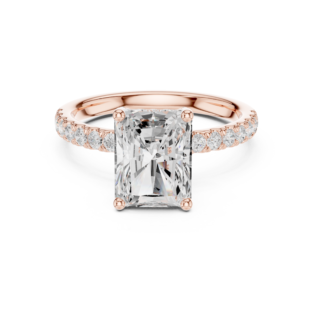  Rose Gold Radiant Regal Solitaire Engagement Ring Right View