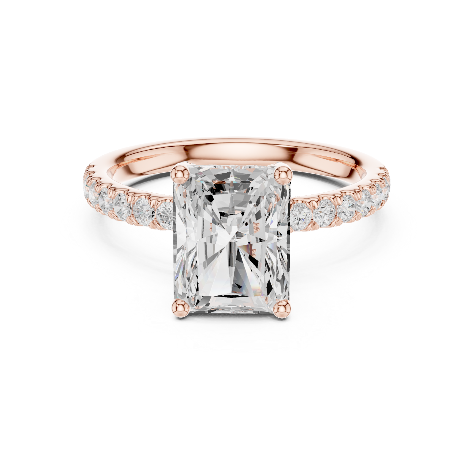  Rose Gold Radiant Regal Solitaire Engagement Ring Front View