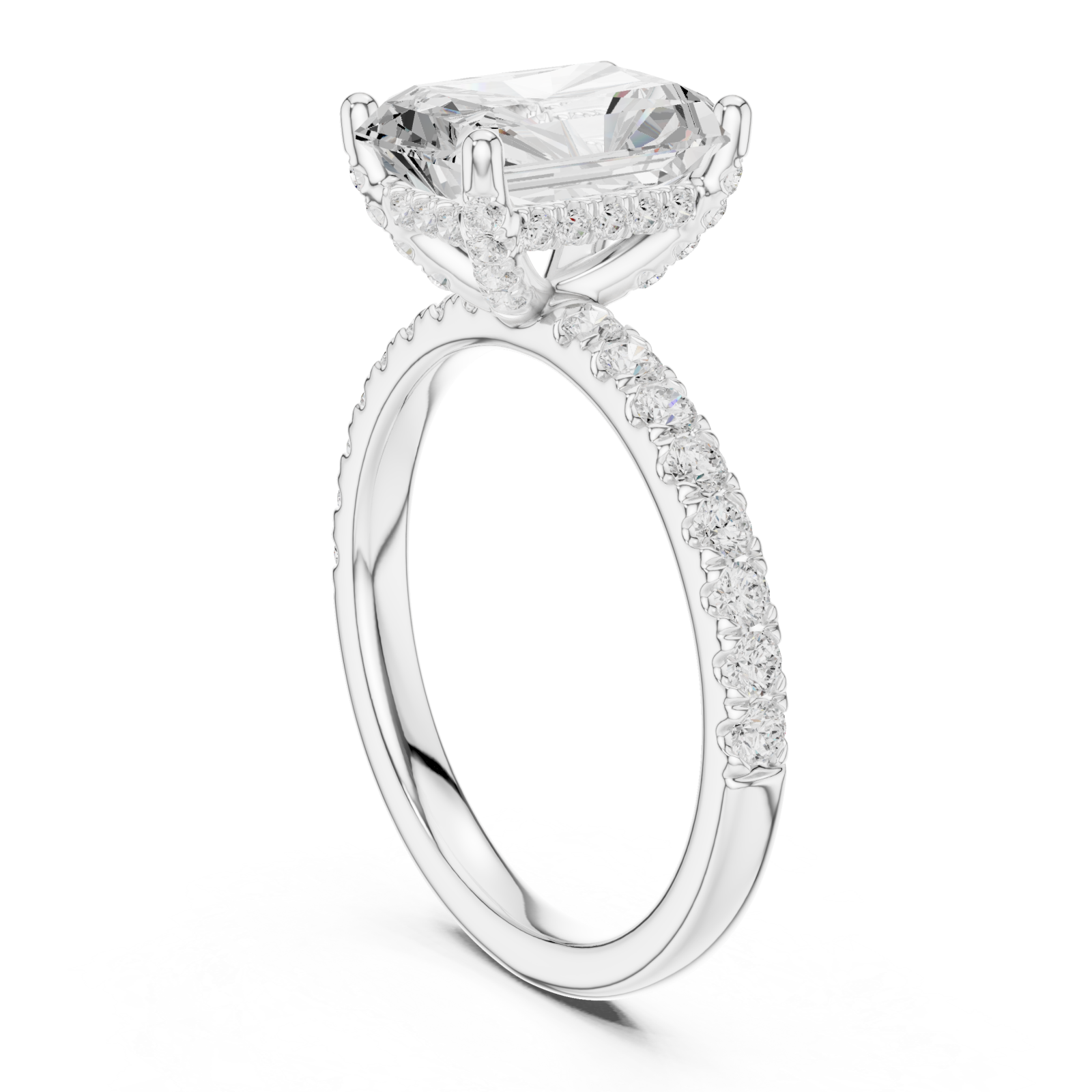 White Gold Radiant Regal Solitaire Engagement Ring Left View