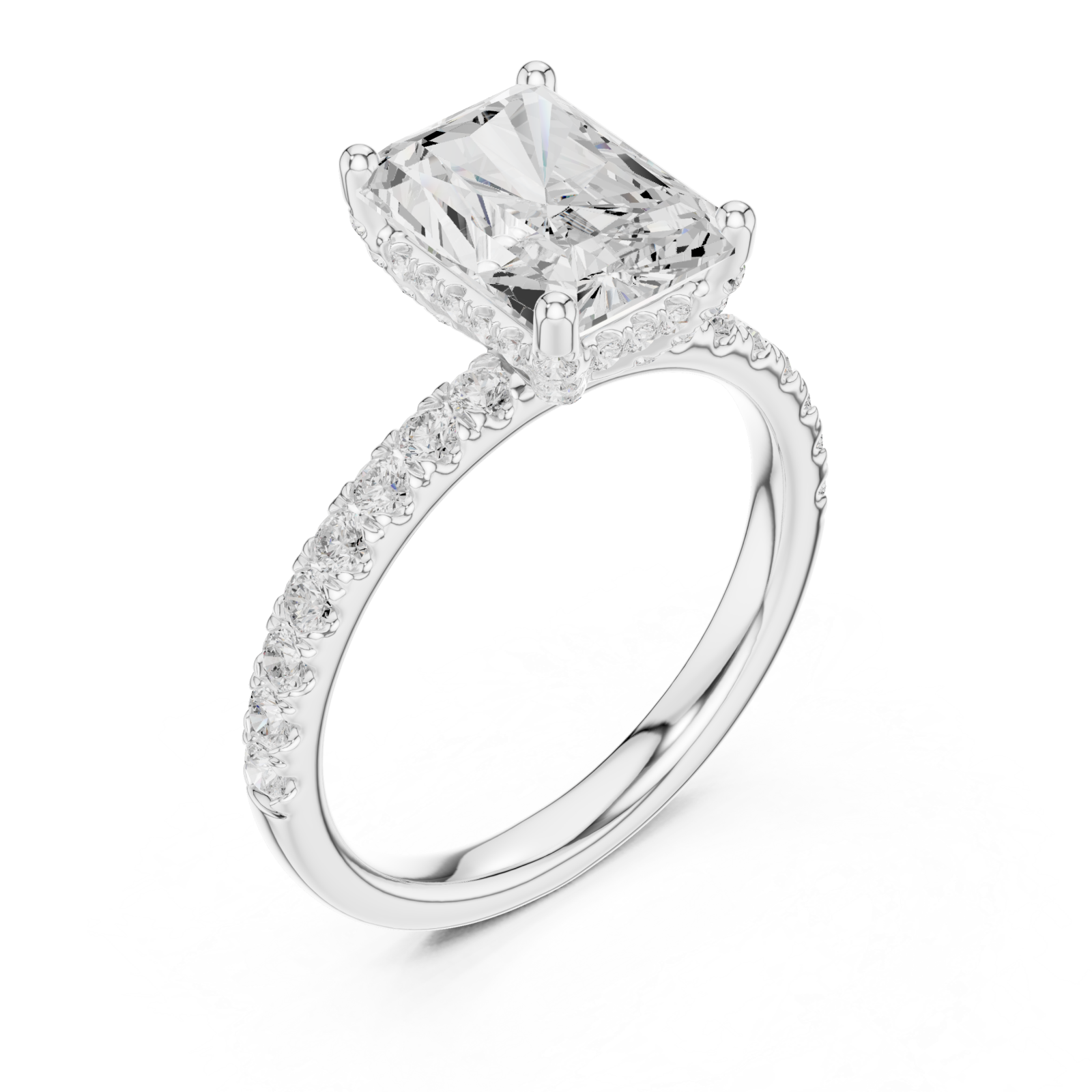  White Gold Radiant Regal Solitaire Engagement Ring Right View