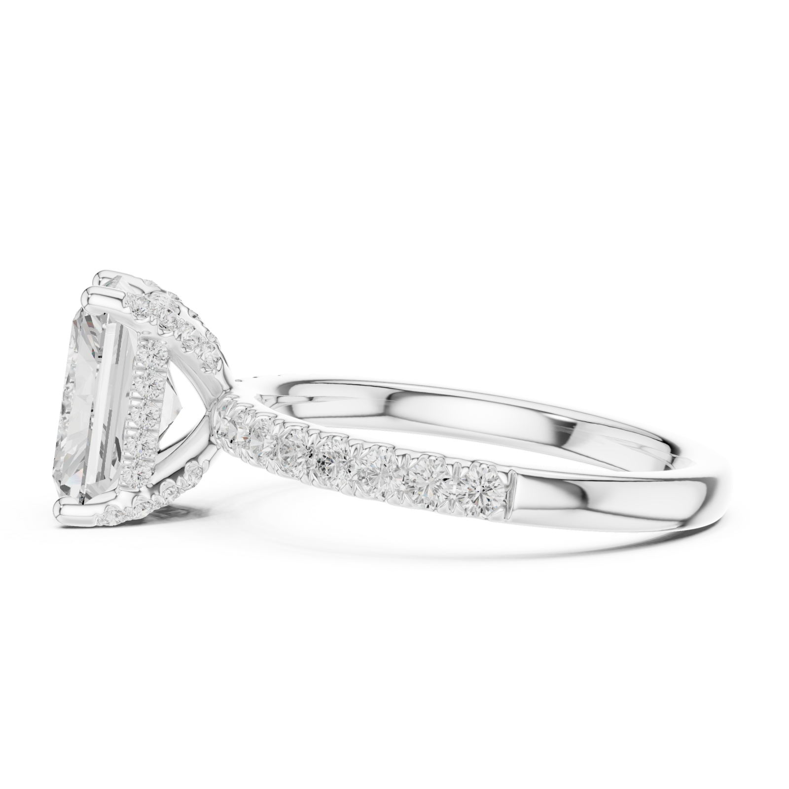  White Gold Radiant Regal Solitaire Engagement Ring Side View