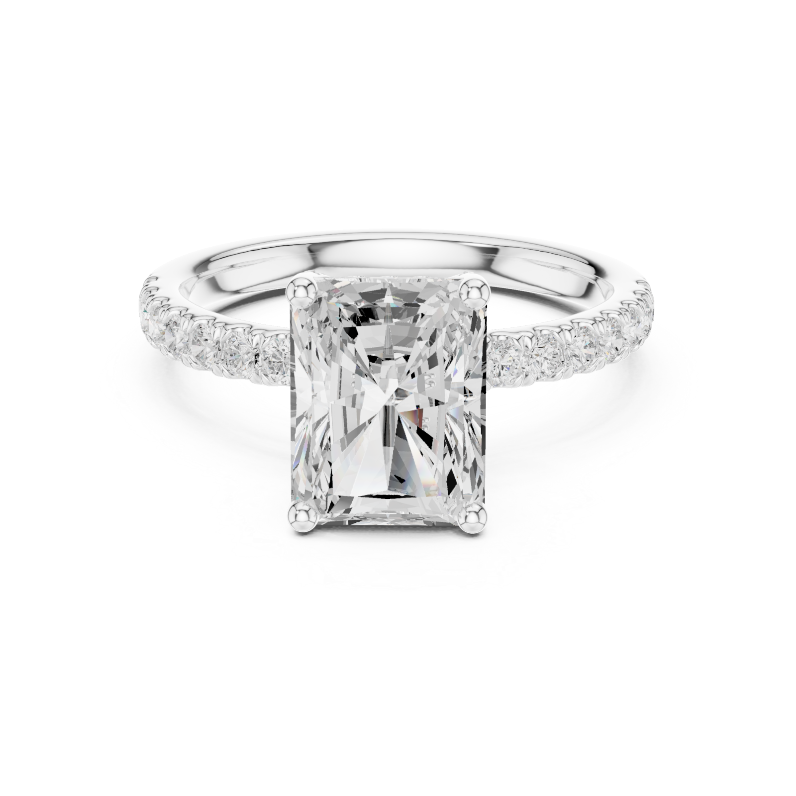  White Gold Radiant Regal Solitaire Engagement Ring Front View