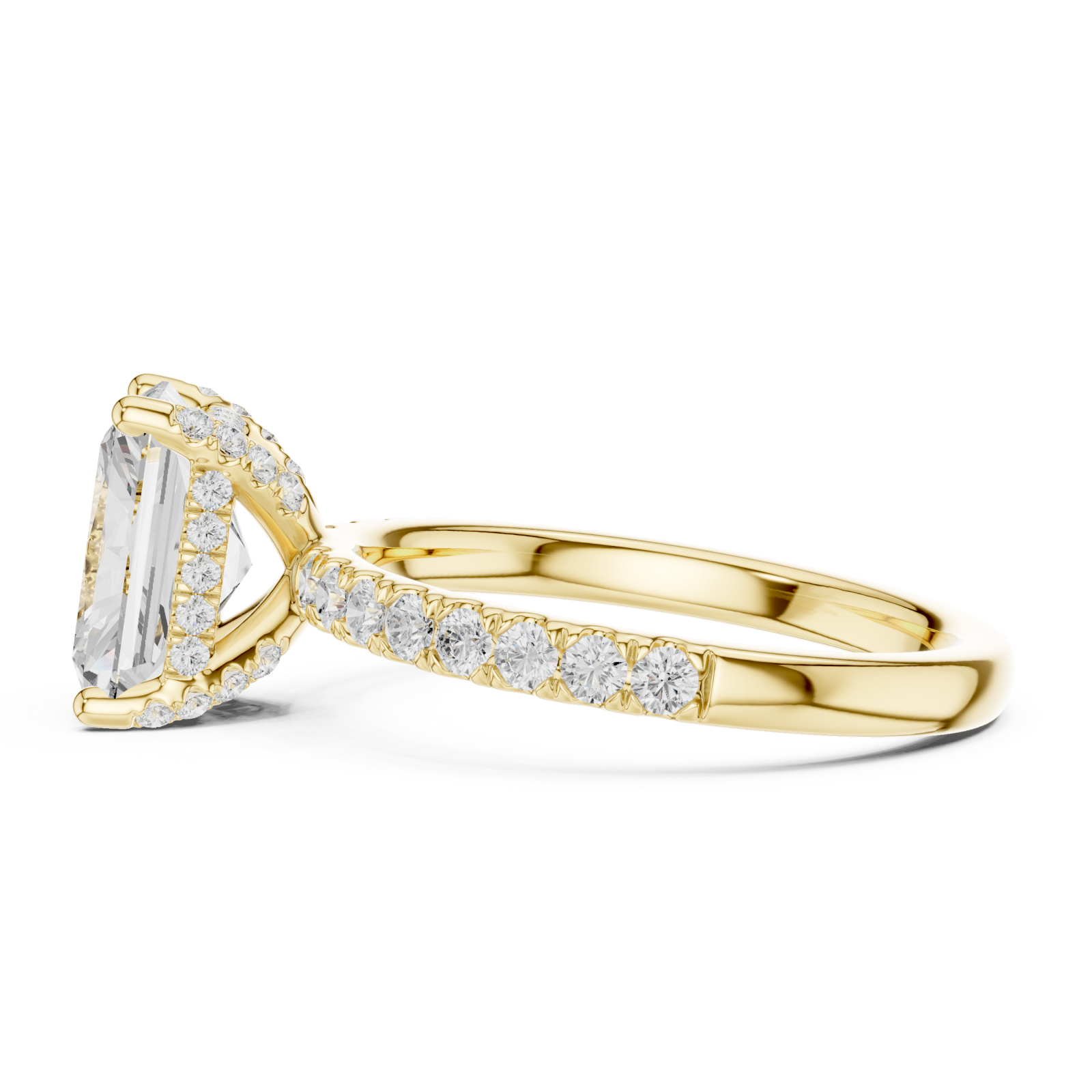  Gold Radiant Regal Solitaire Engagement Ring Side View