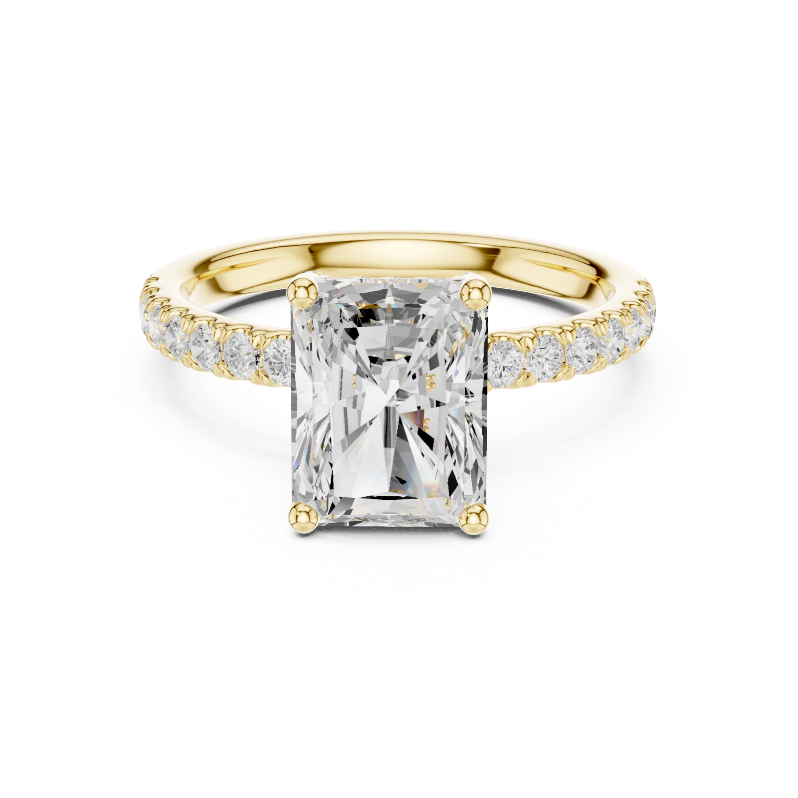  Gold Radiant Regal Solitaire Engagement Ring Front View
