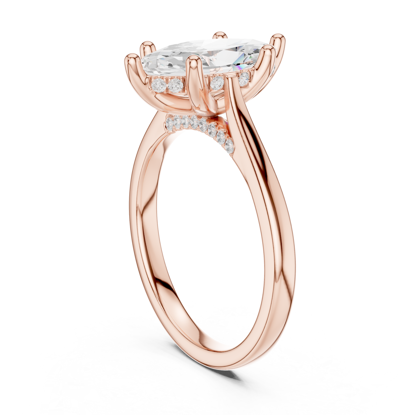  Rose Gold Aurora Crest Marquise Ring Left View
