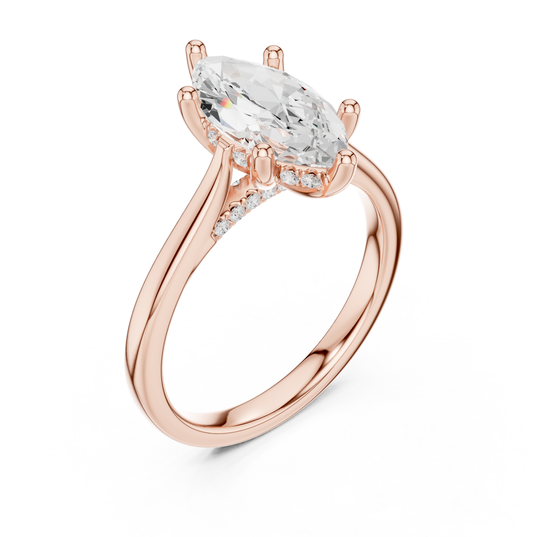  Rose Gold Aurora Crest Marquise Ring Right View