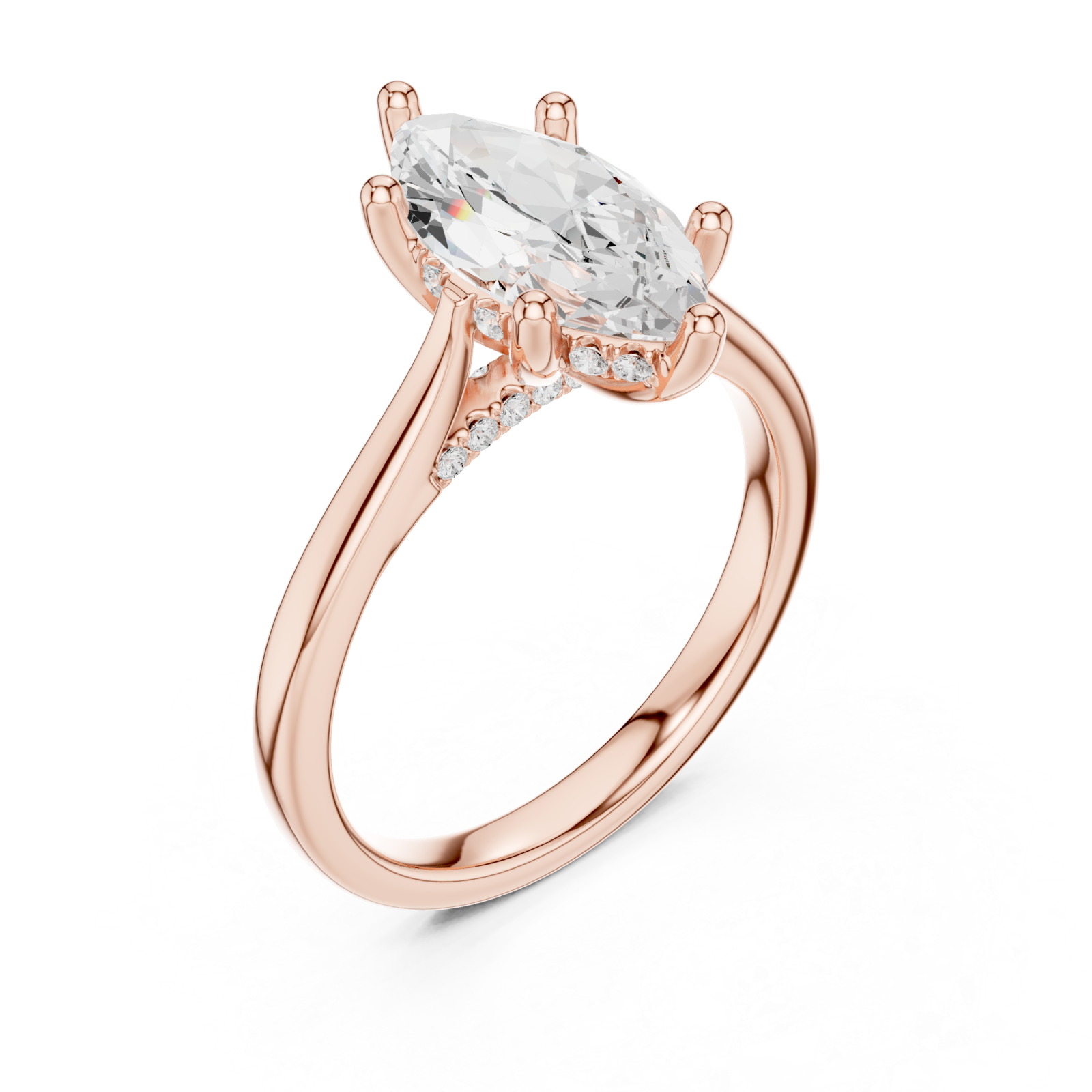  Rose Gold Aurora Crest Marquise Ring Right View