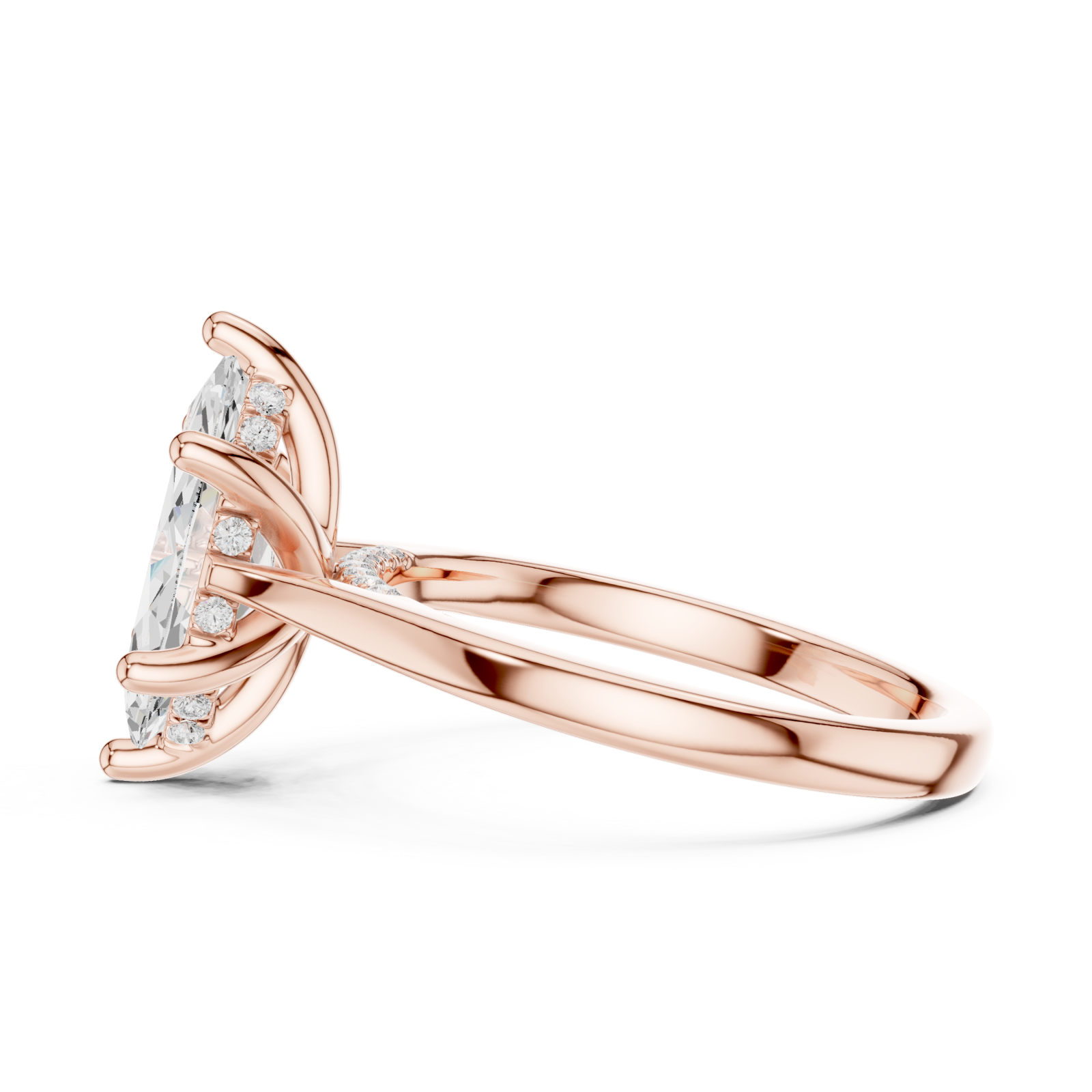  Rose Gold Aurora Crest Marquise Ring Side View