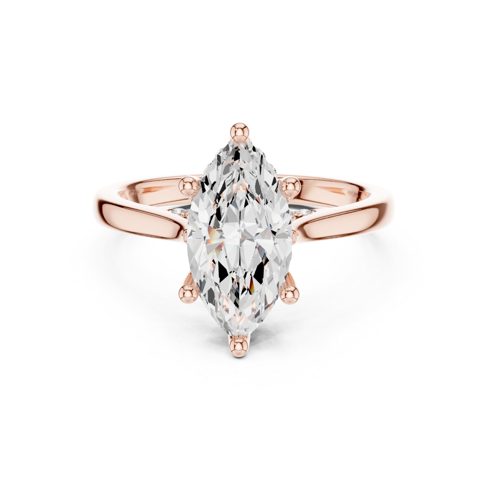  Rose Gold Aurora Crest Marquise Ring Front View