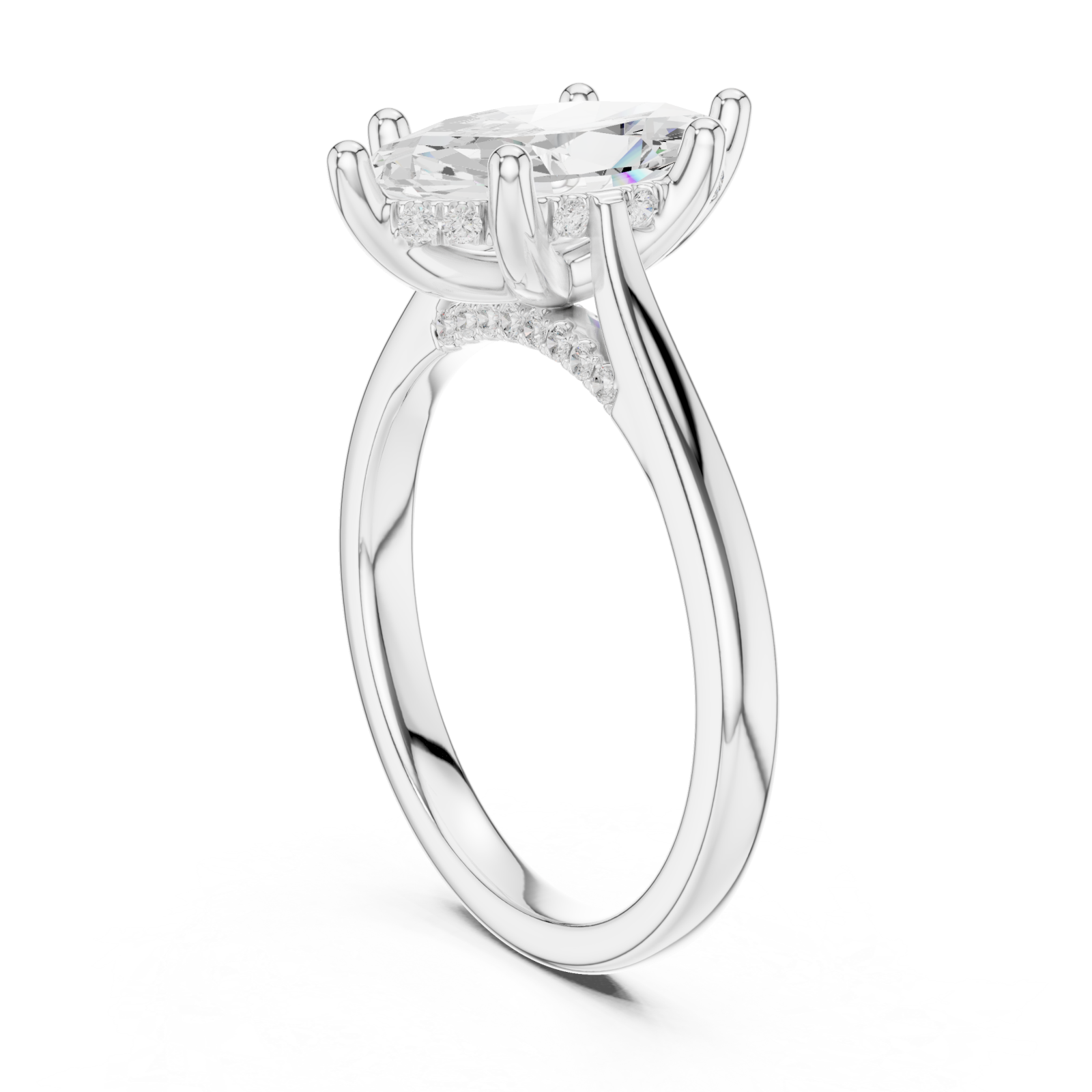  White Gold Aurora Crest Marquise Ring Left View