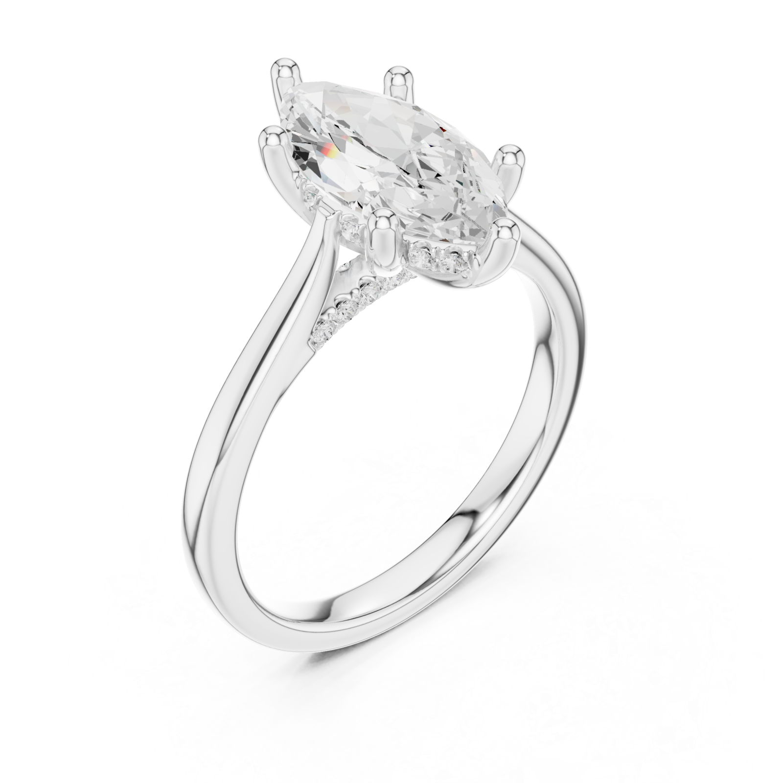  White Gold Aurora Crest Marquise Ring Right View