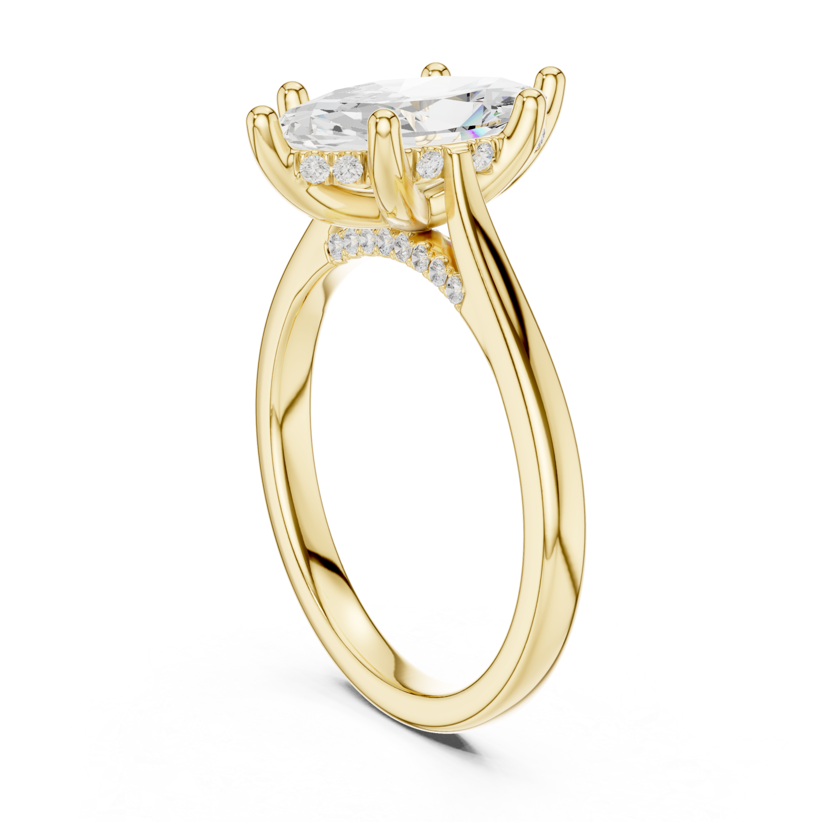  Gold Aurora Crest Marquise Ring Left View