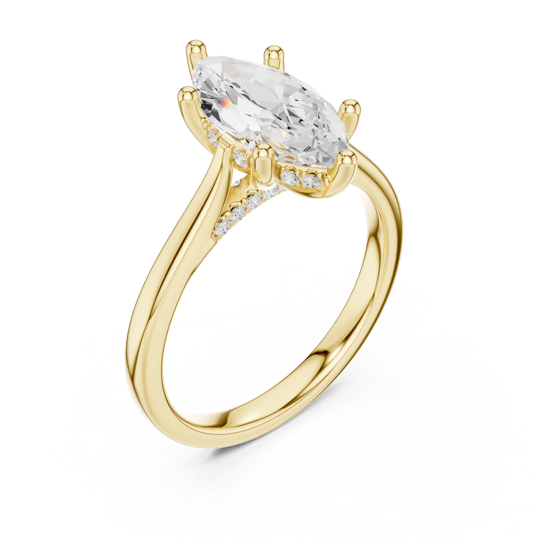 Gold Aurora Crest Marquise Ring Right View