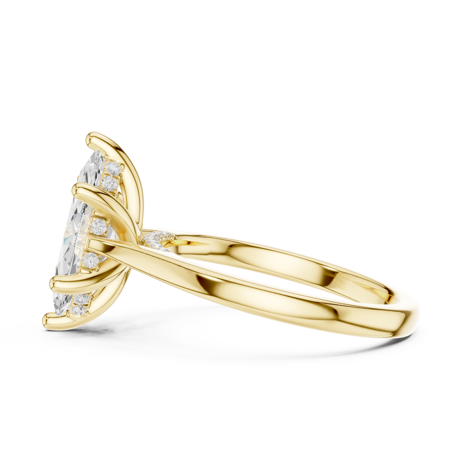  Gold Aurora Crest Marquise Ring Side View