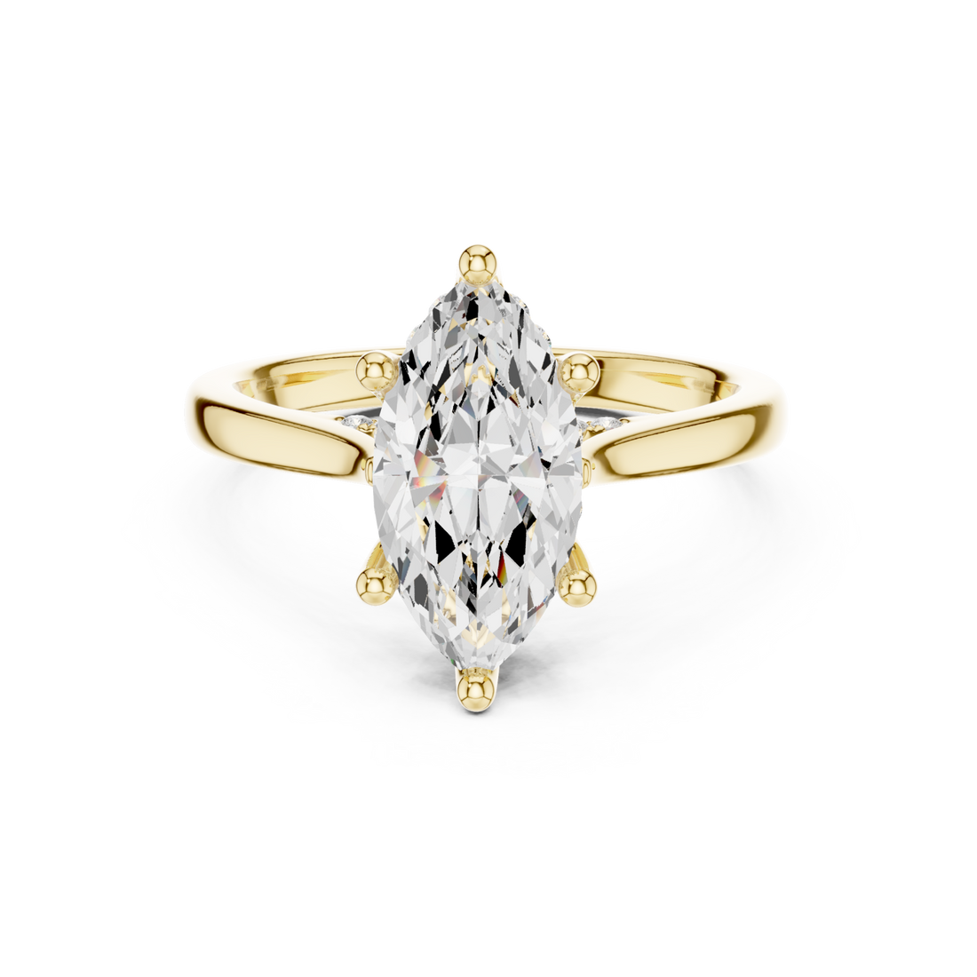 Gold Aurora Crest Marquise Ring Right View