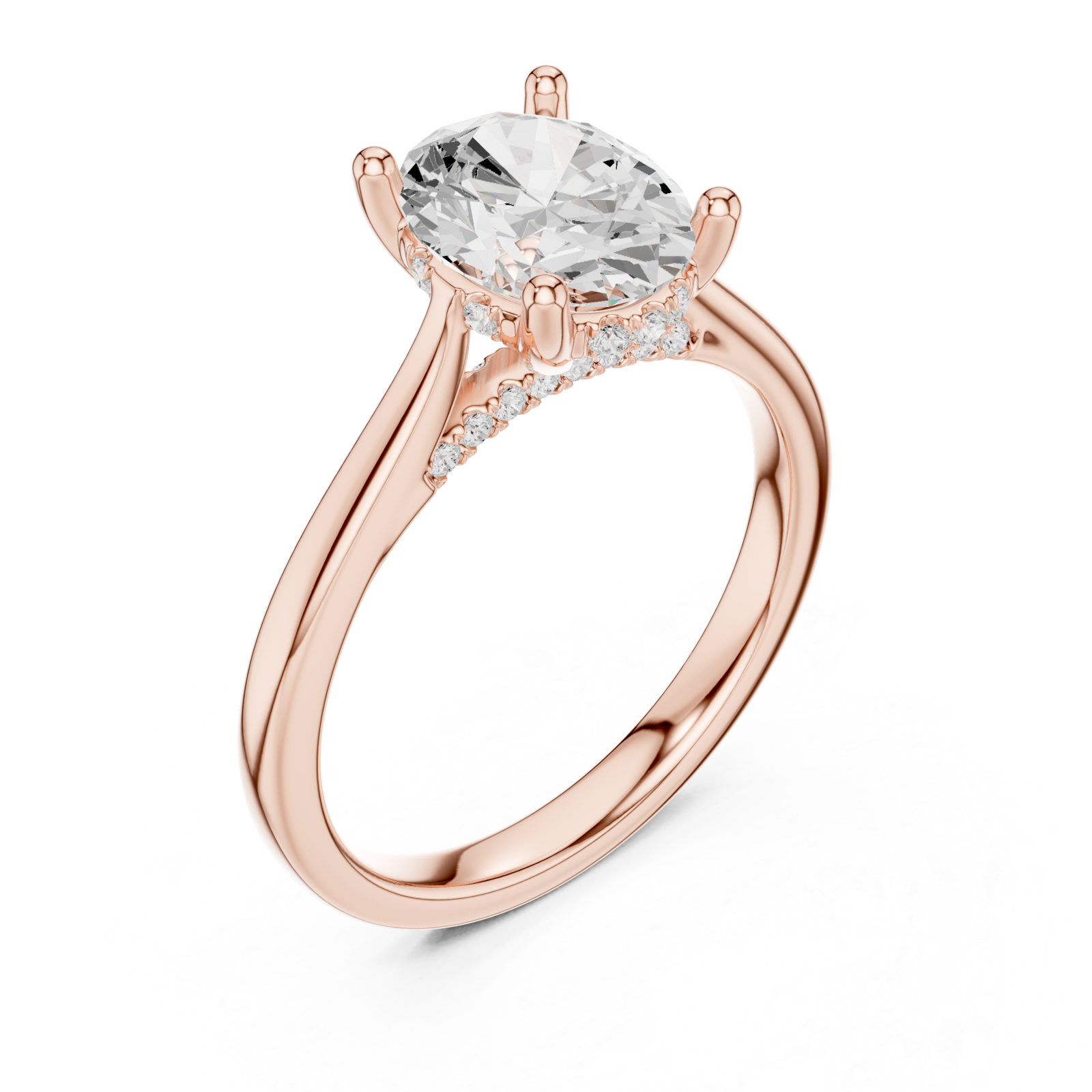  Rose Gold Graceful Arc Solitaire Ring Right View