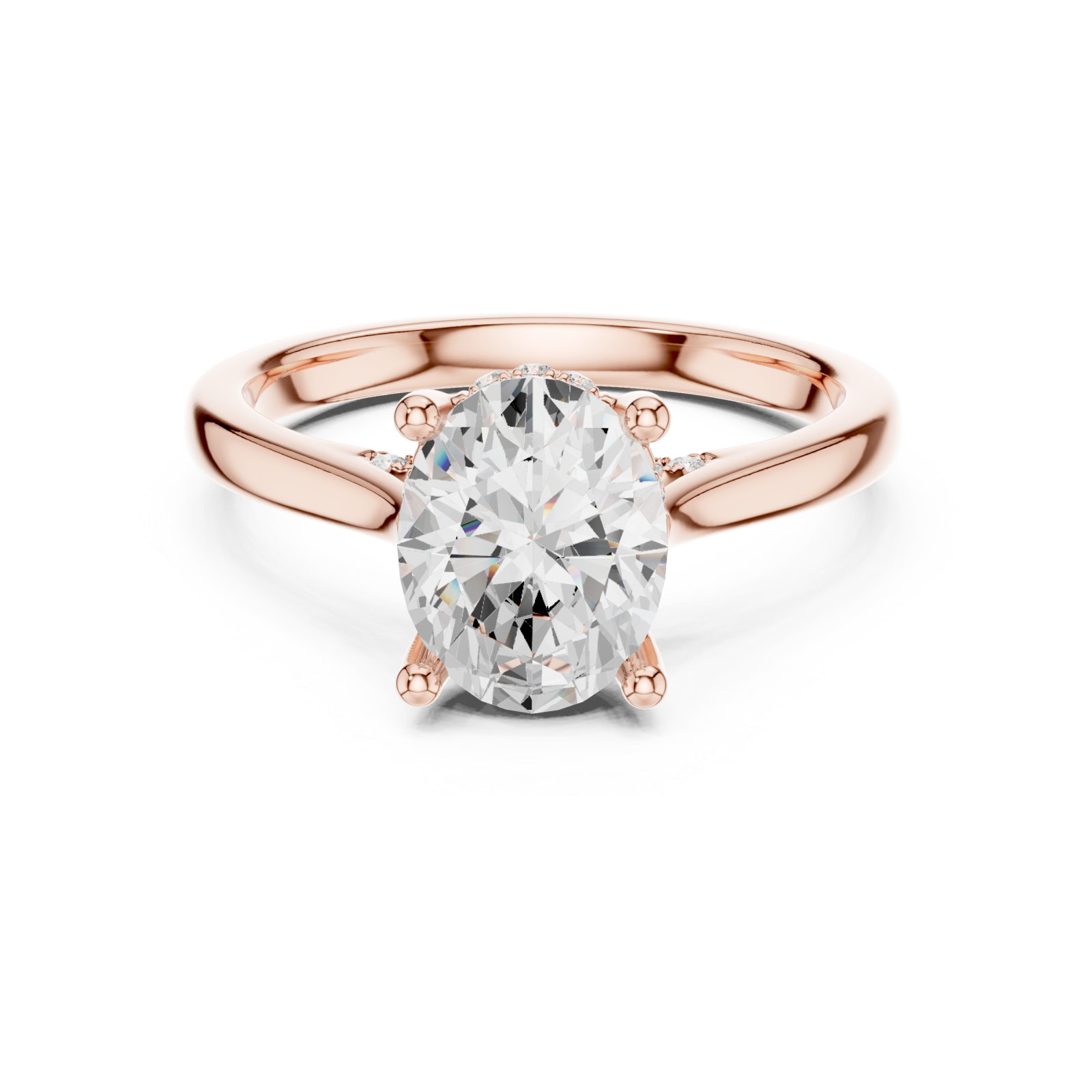  Rose Gold Graceful Arc Solitaire Ring Front View