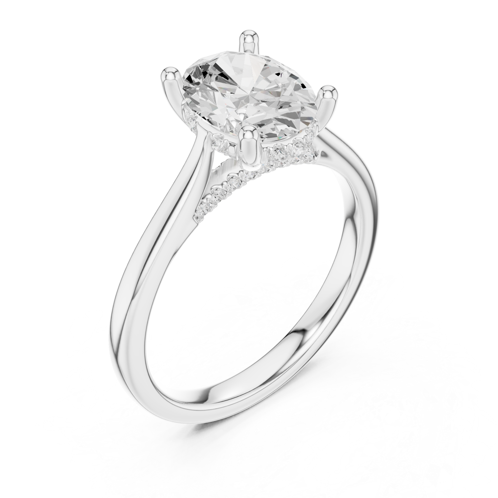  White Gold Graceful Arc Solitaire Ring Right View