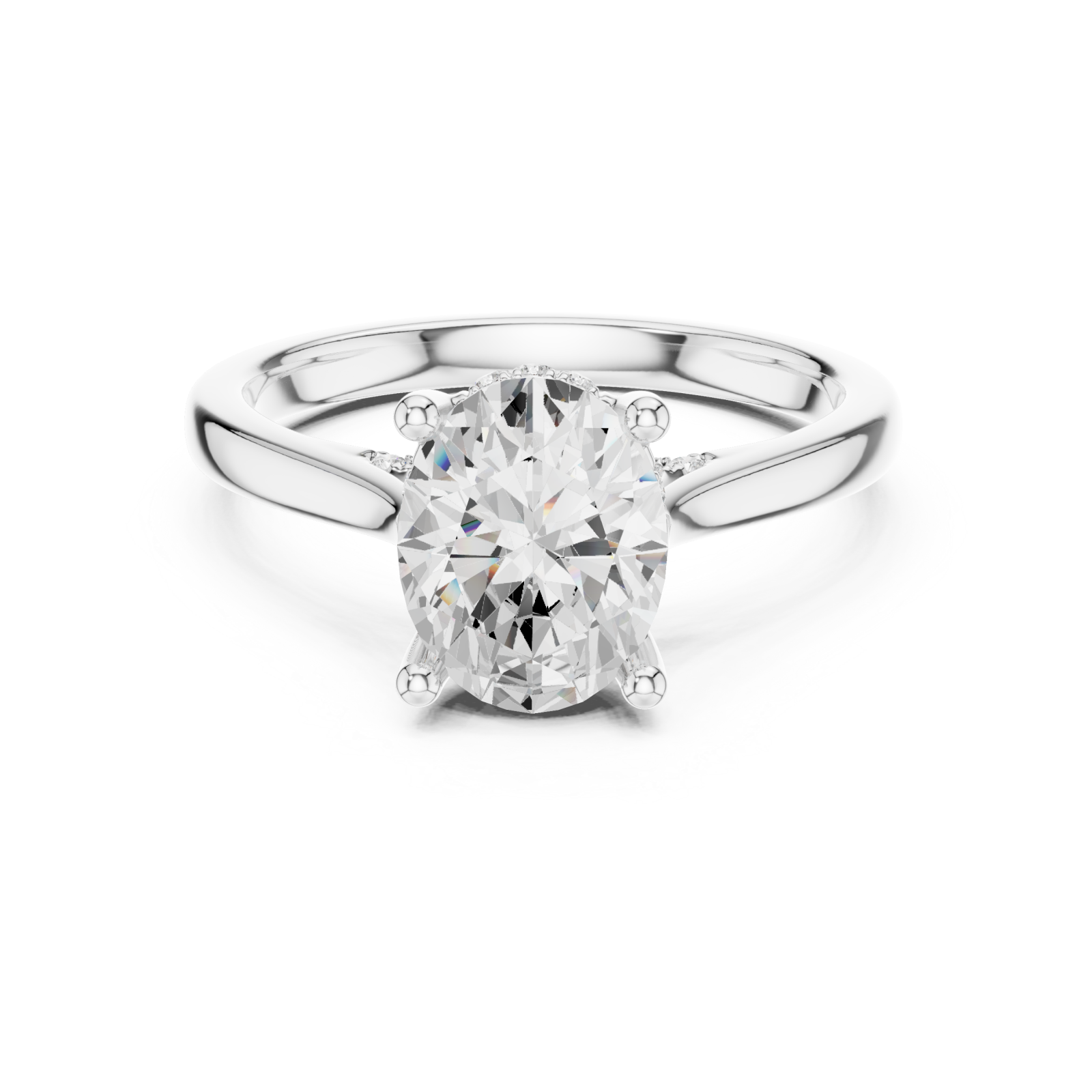  White Gold Graceful Arc Solitaire Ring Front View