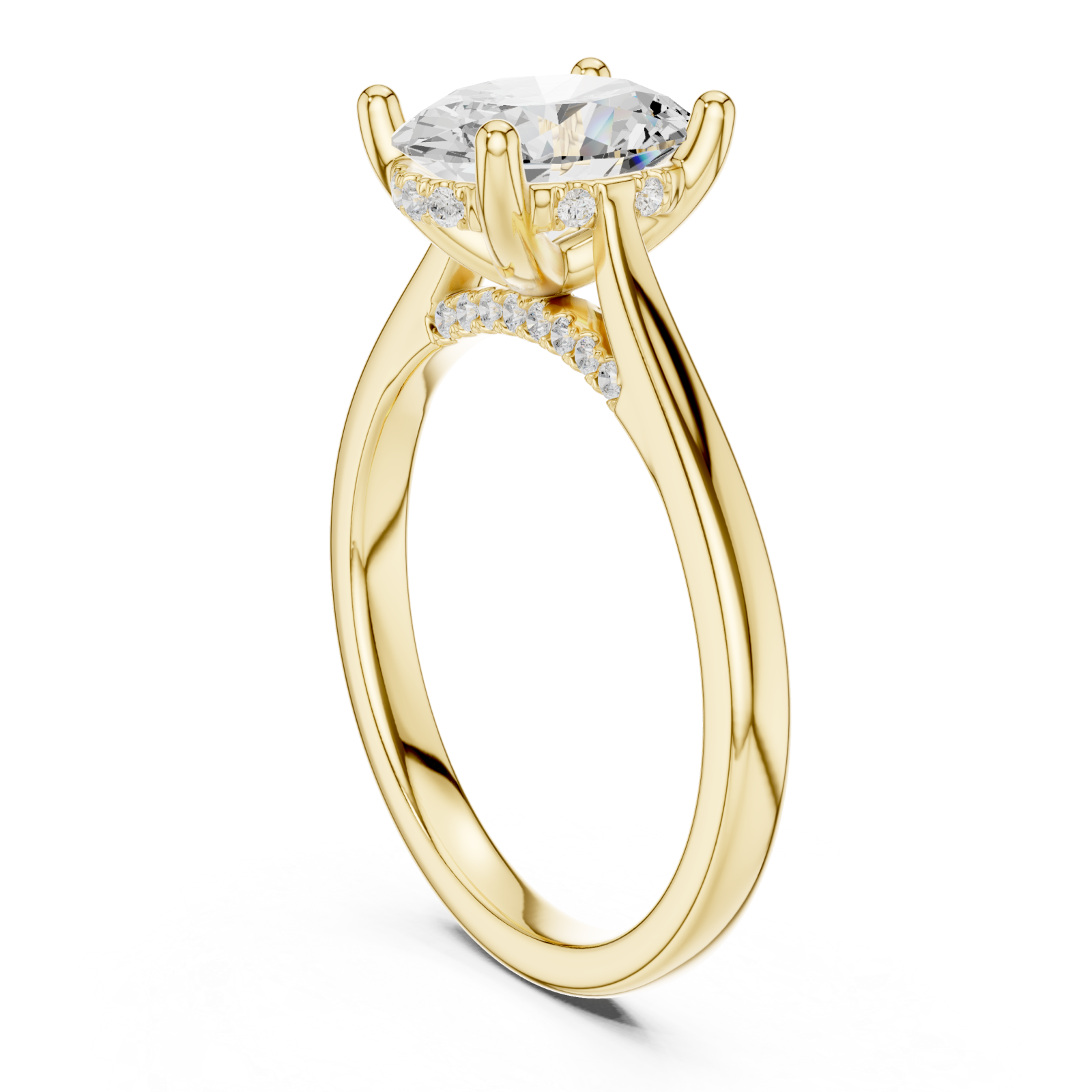  Gold Graceful Arc Solitaire Ring Left View