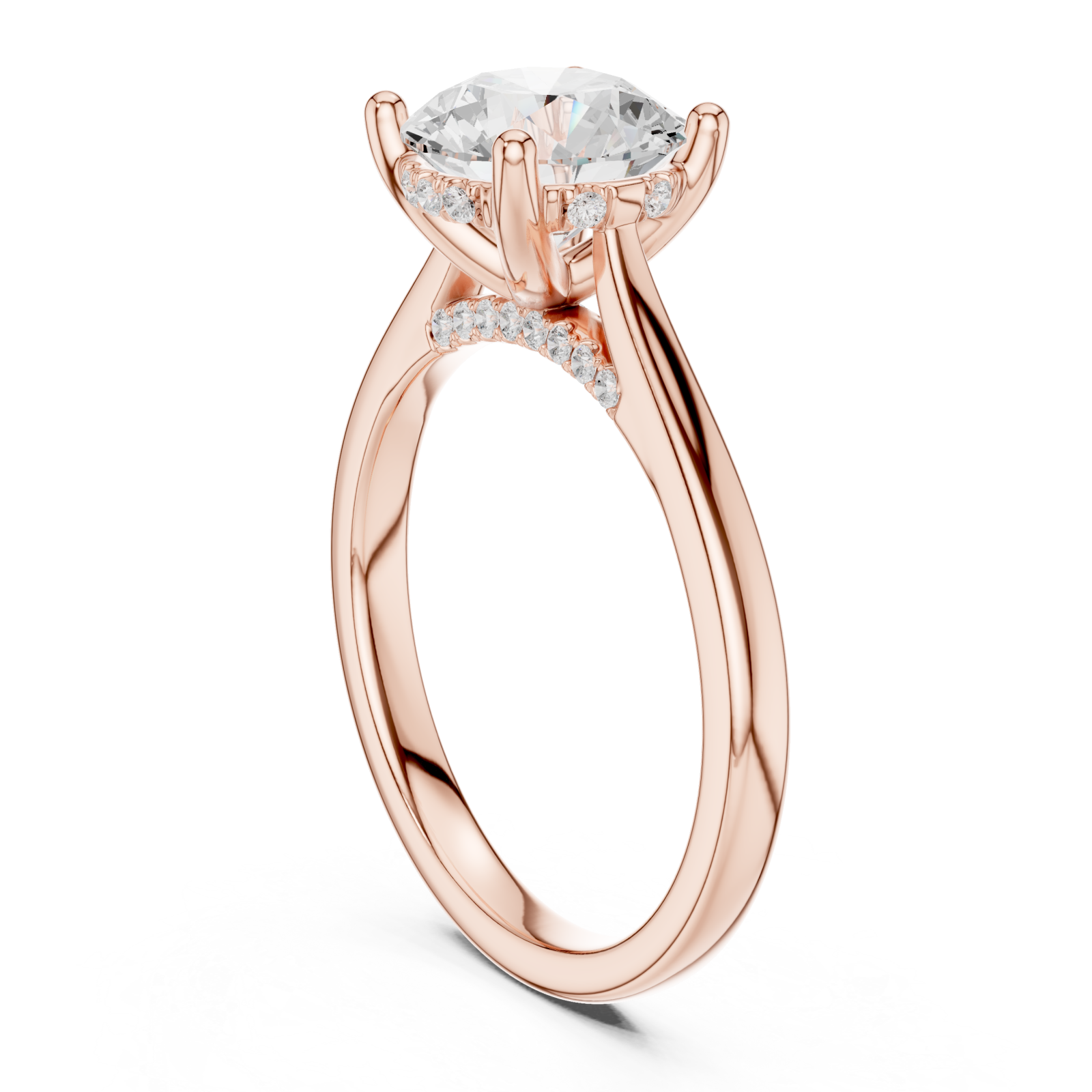  Rose Gold Celeste Radiance Halo Ring Left View