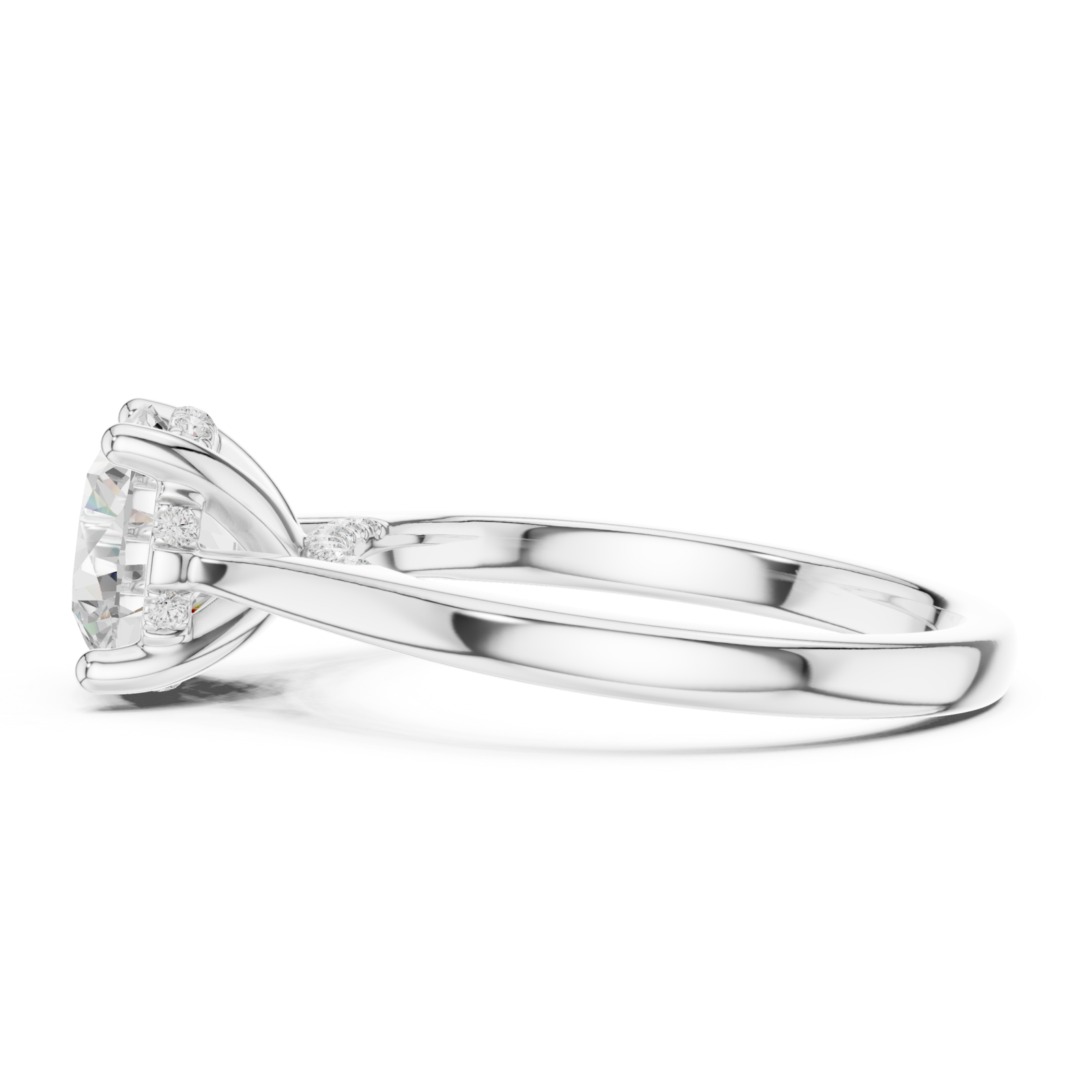  White Gold Celeste Radiance Halo Ring Side View