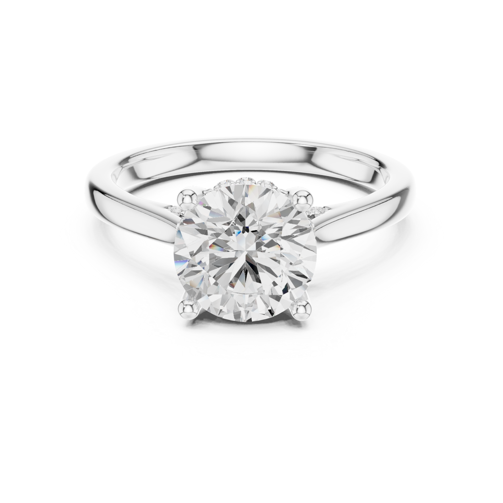  White Gold Celeste Radiance Halo Ring Front View