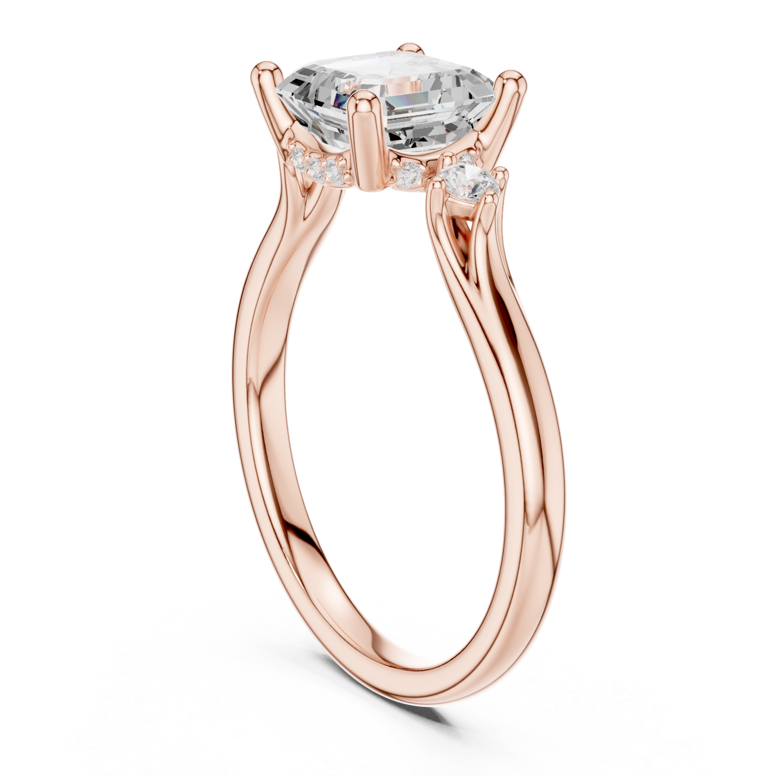  Rose Gold Cascade Light Signature Engagement Ring Left View