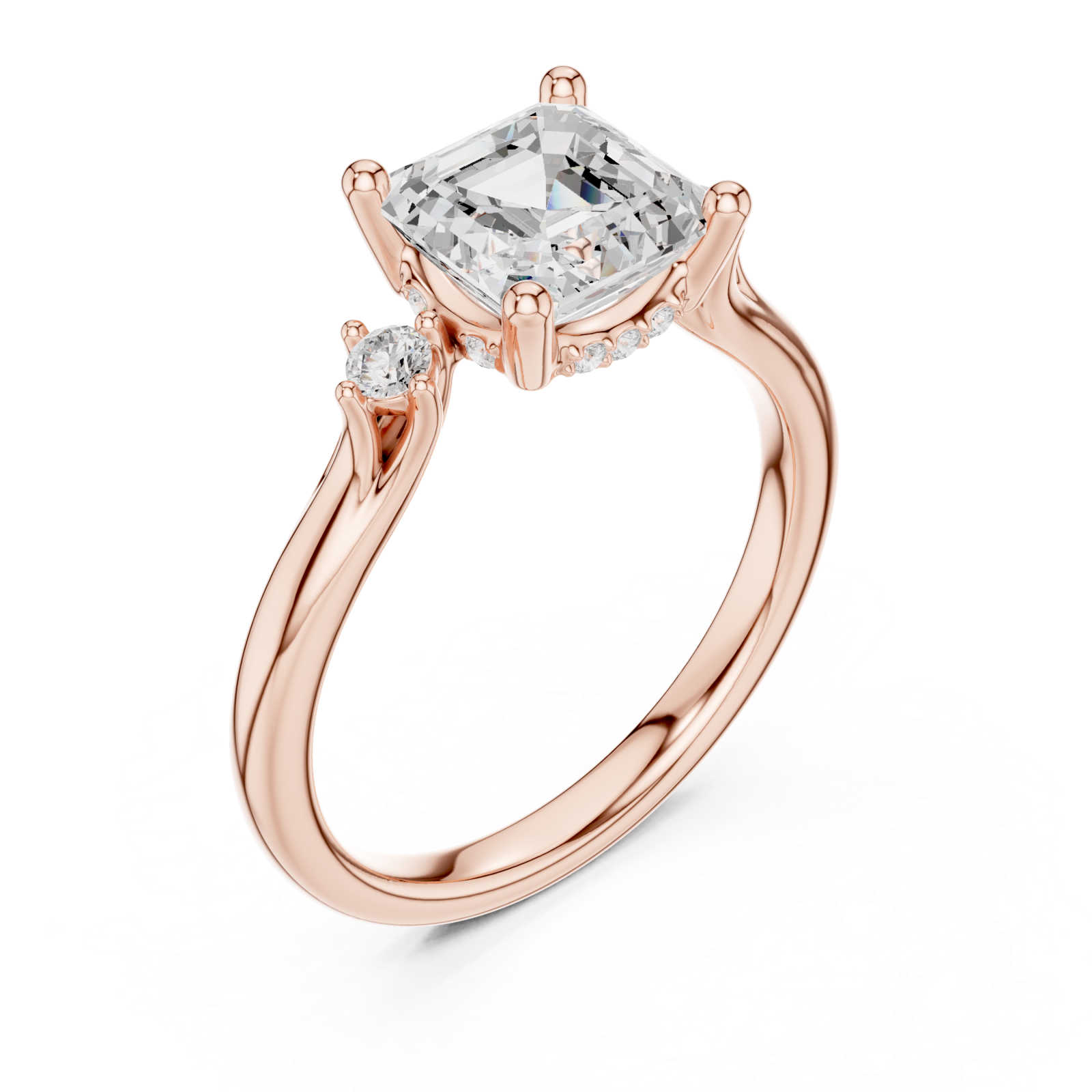  Rose Gold Cascade Light Signature Engagement Ring Right View