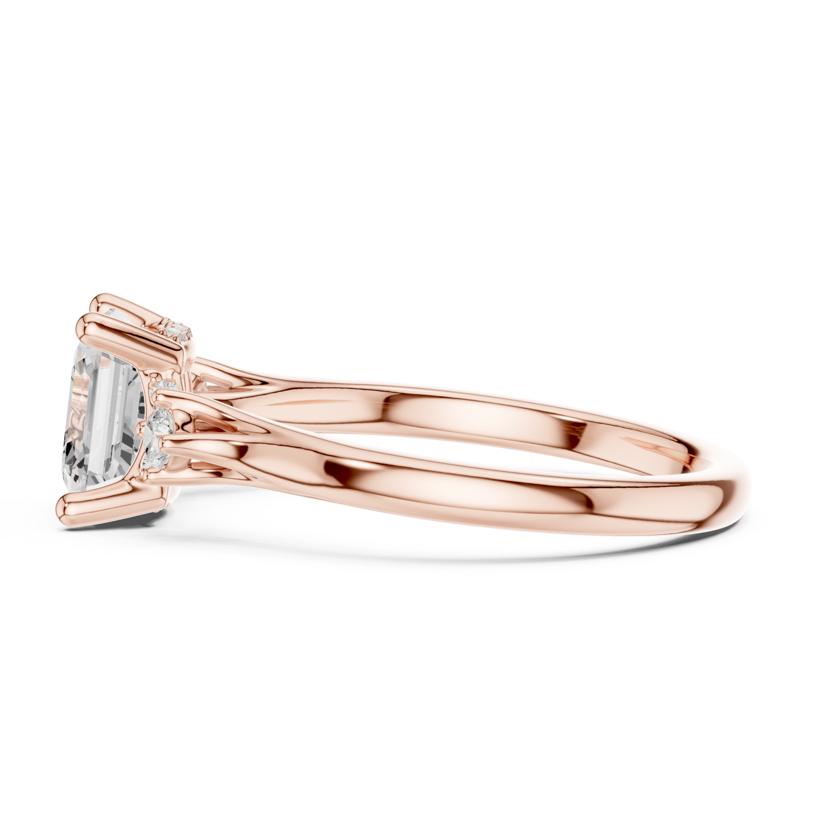  Rose Gold Cascade Light Signature Engagement Ring Side View