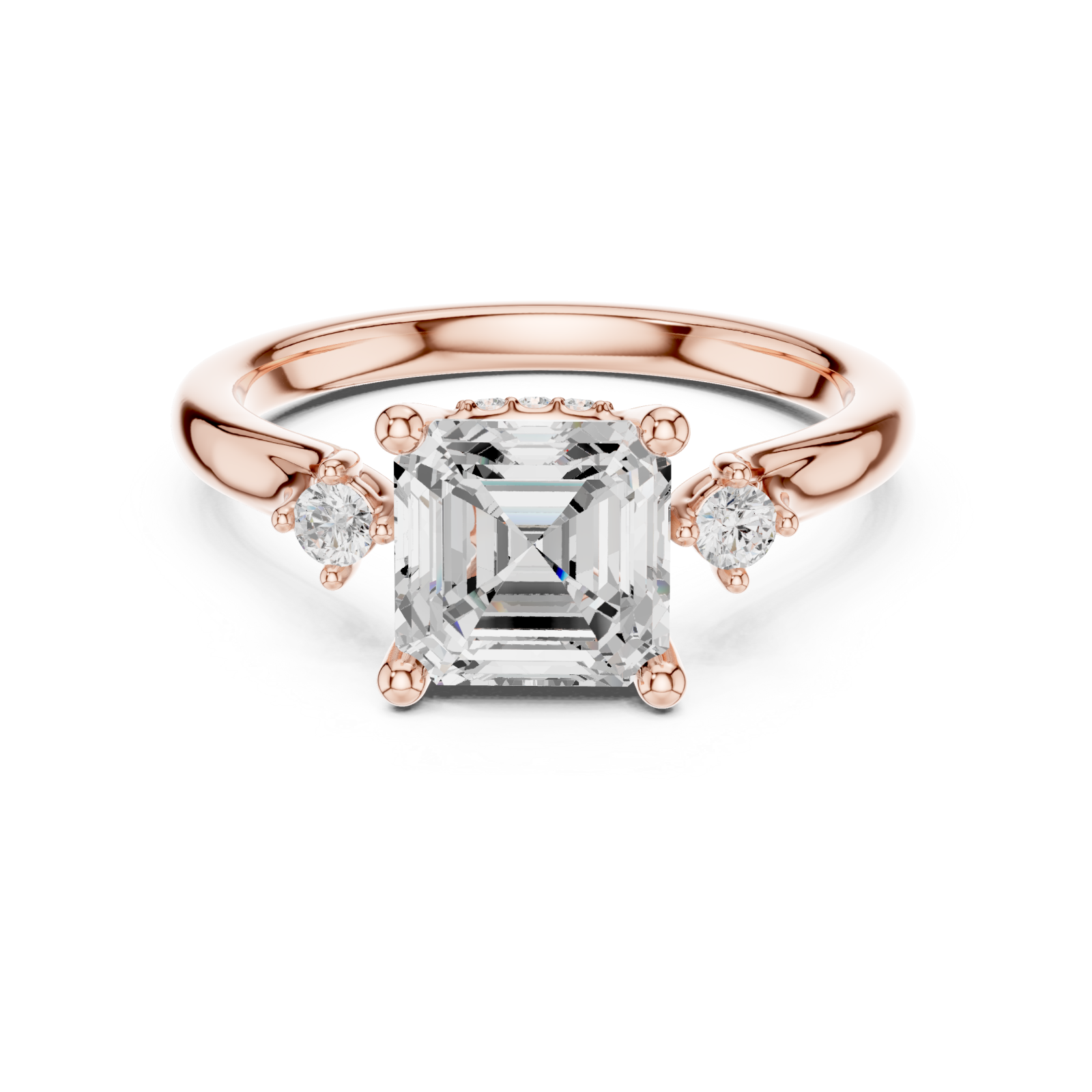  Rose Gold Cascade Light Signature Engagement Ring Front View