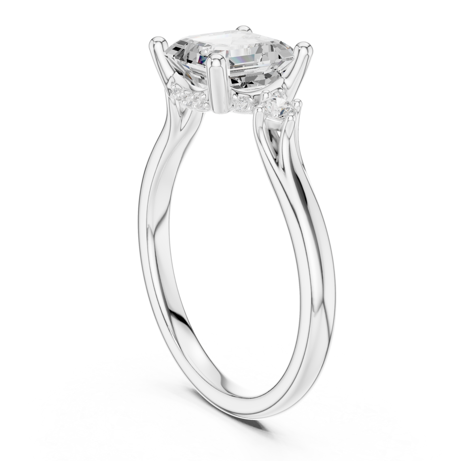  White Gold Cascade Light Signature Engagement Ring Left View