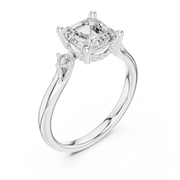  White Gold Cascade Light Signature Engagement Ring Right View