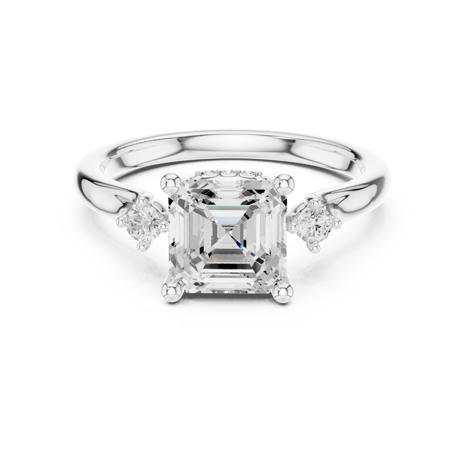  White Gold Cascade Light Signature Engagement Ring Front View