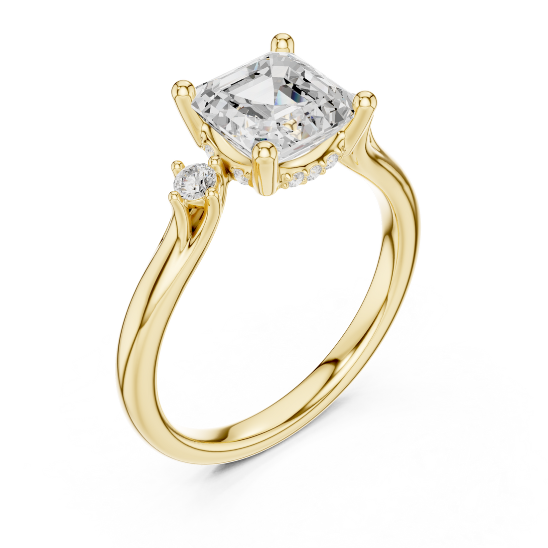 Gold Cascade Light Signature Engagement Ring Right View