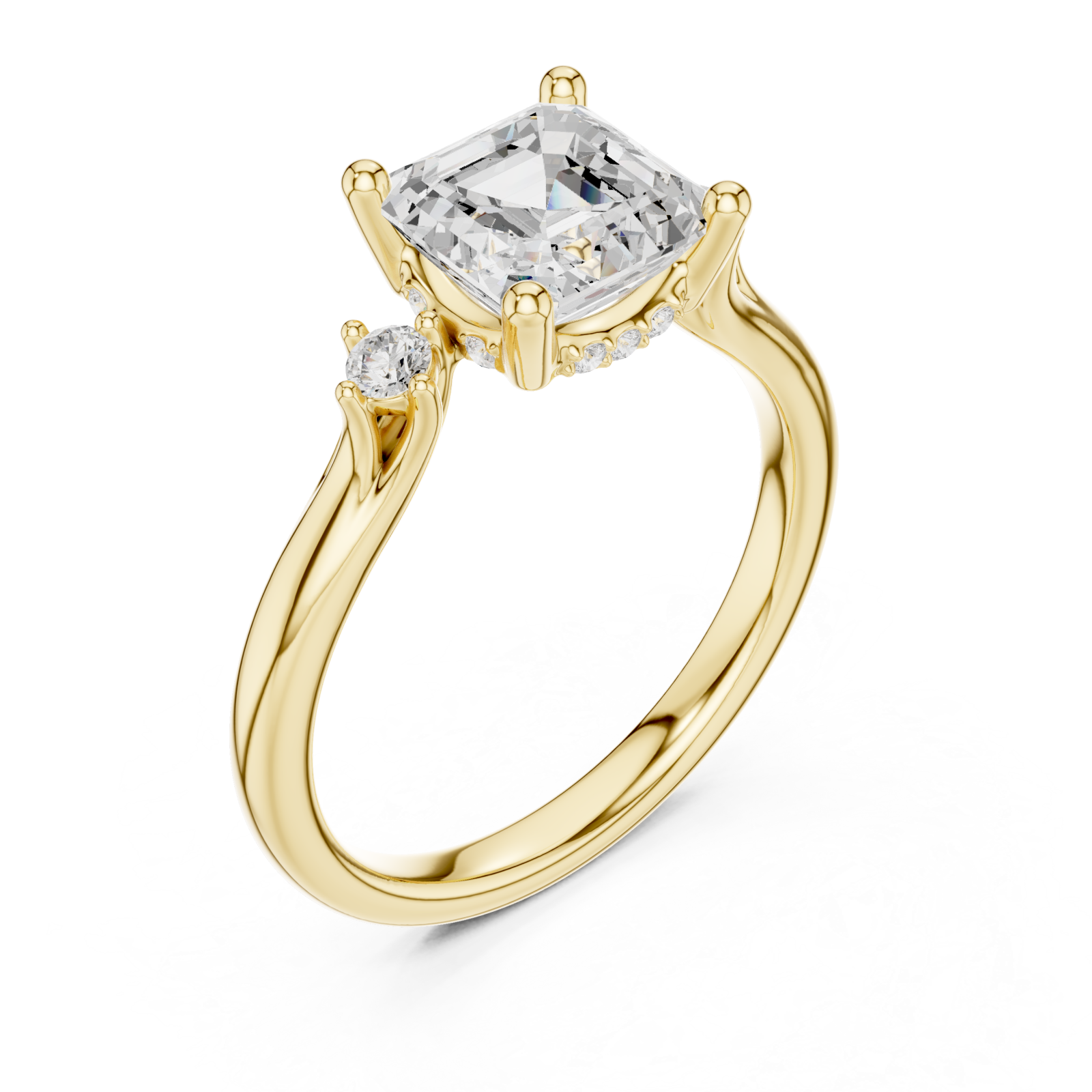 Gold Cascade Light Signature Engagement Ring Right View