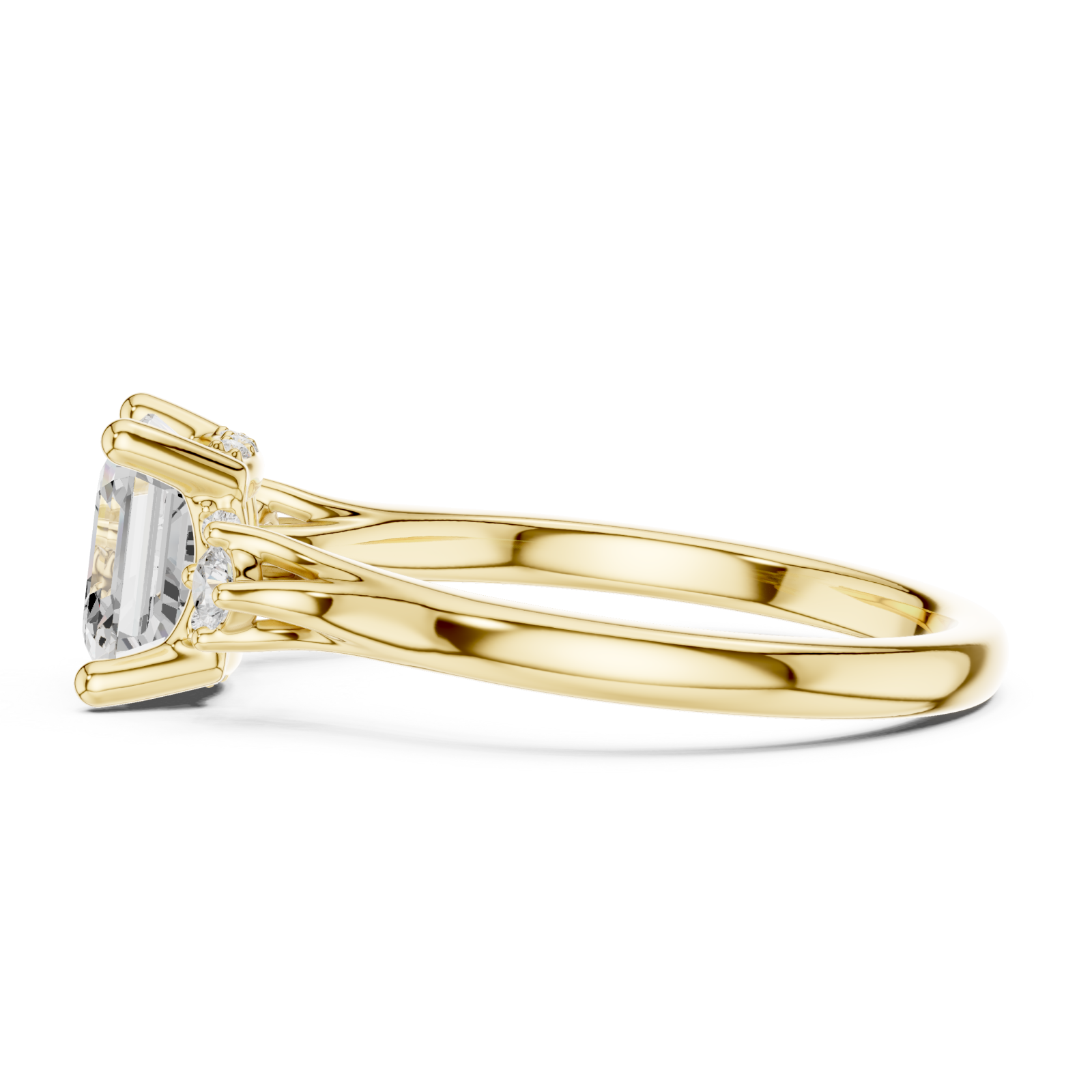  Gold Cascade Light Signature Engagement Ring Side View