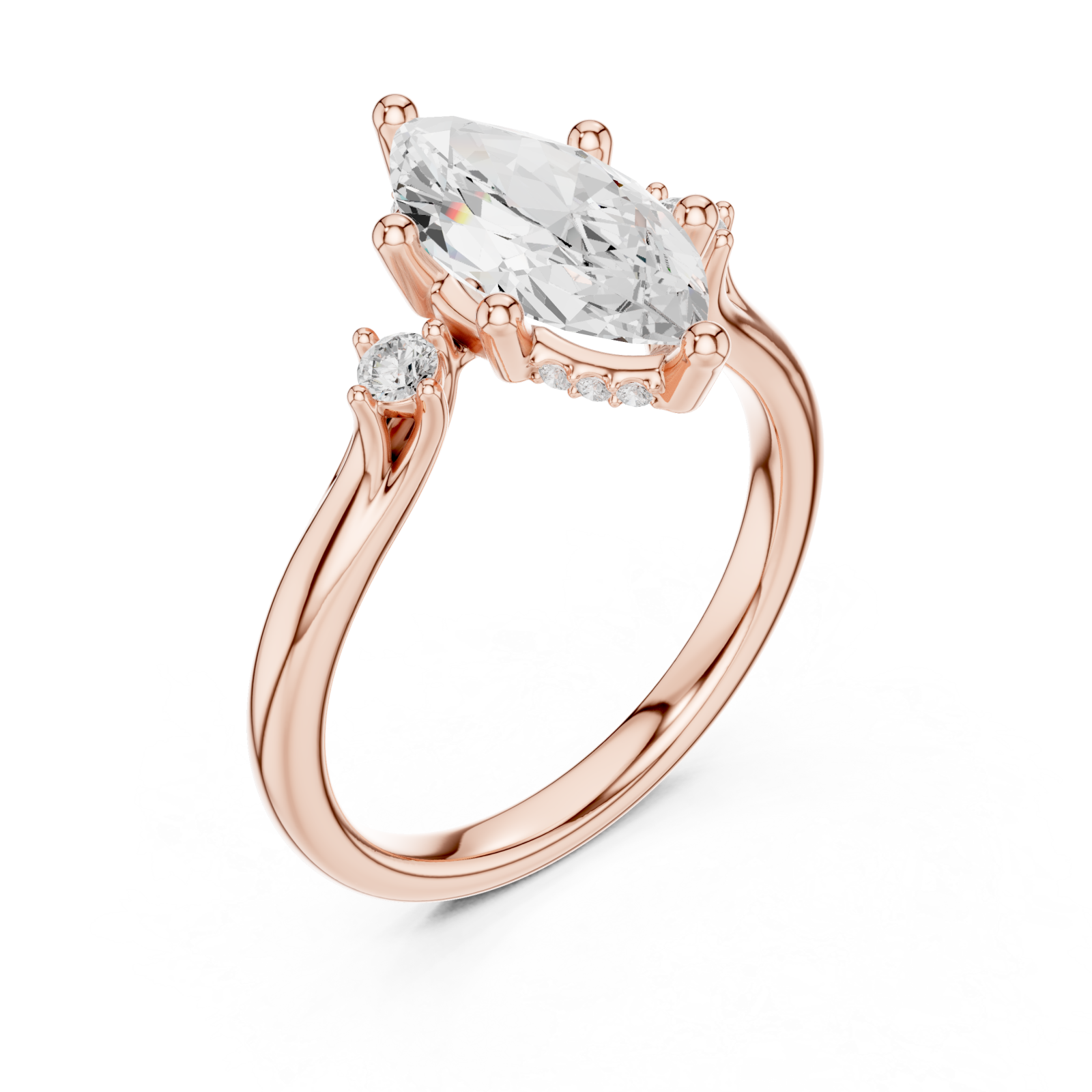  Rose Gold Twilight Marquise Halo Ring Right View
