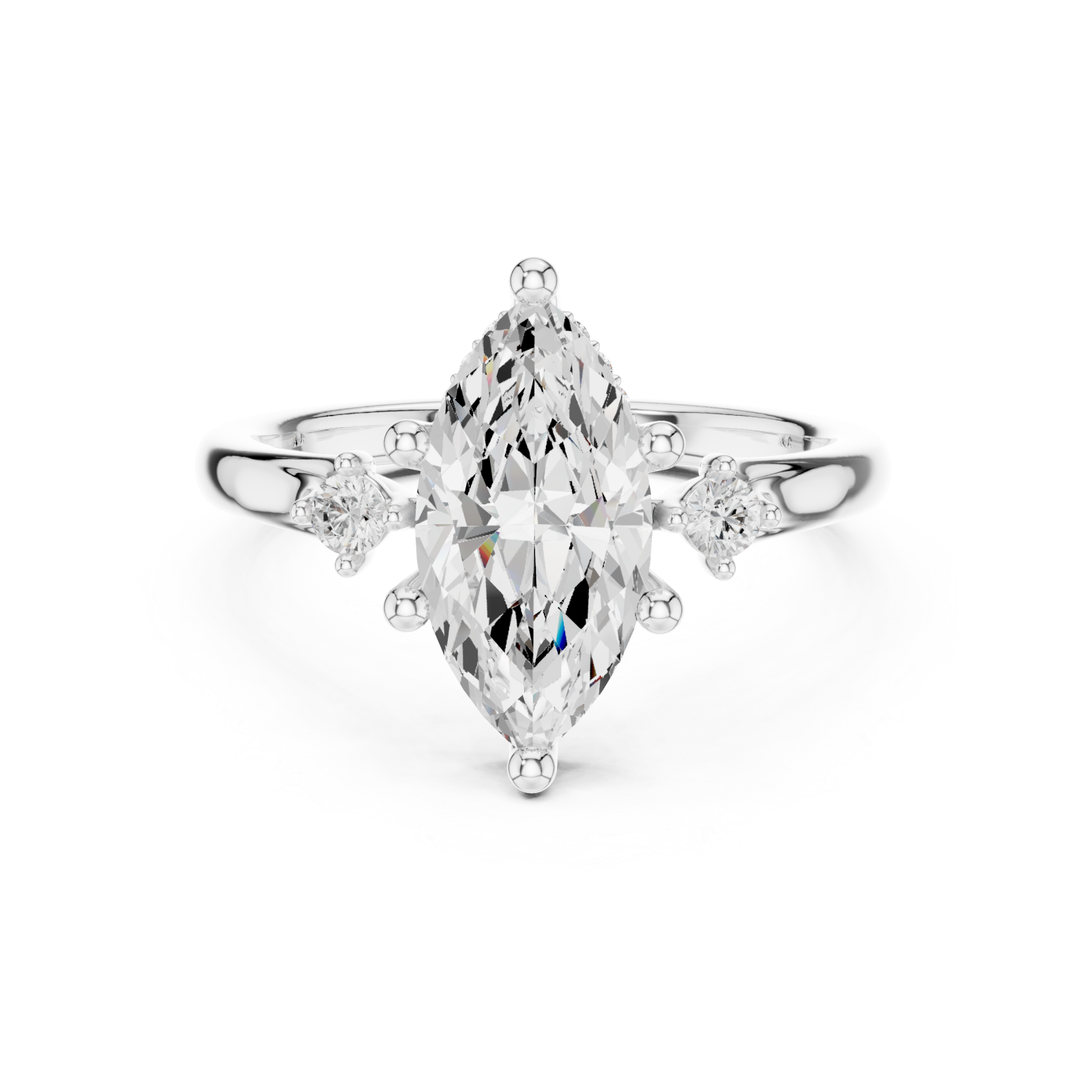  White Gold Twilight Marquise Halo Ring Front View