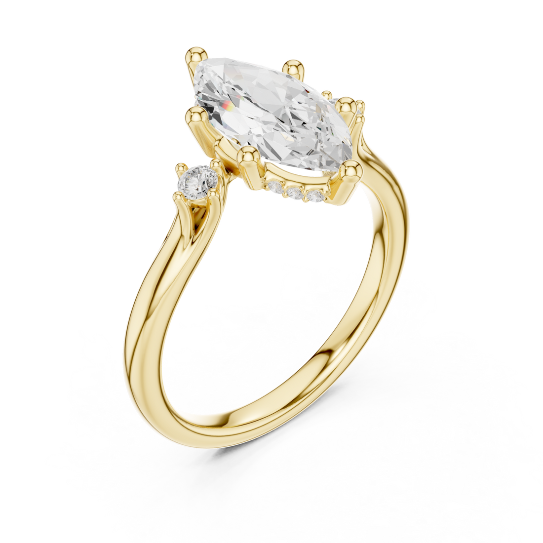 Gold Twilight Marquise Halo Ring Right View