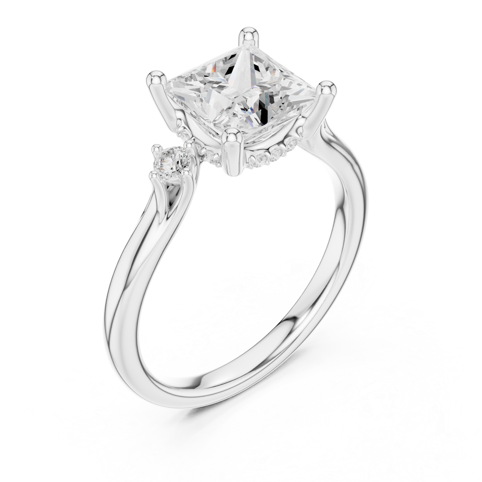  White Gold Luminous Promenade Classic Solitaire Ring Right View