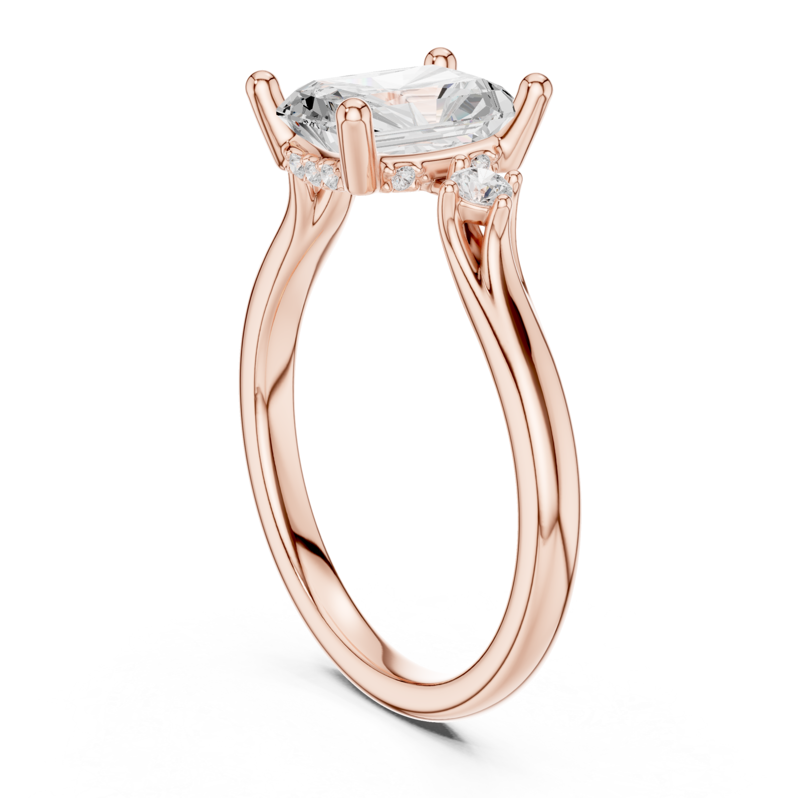  Rose Gold Celestial Halo Solitaire Ring Left View
