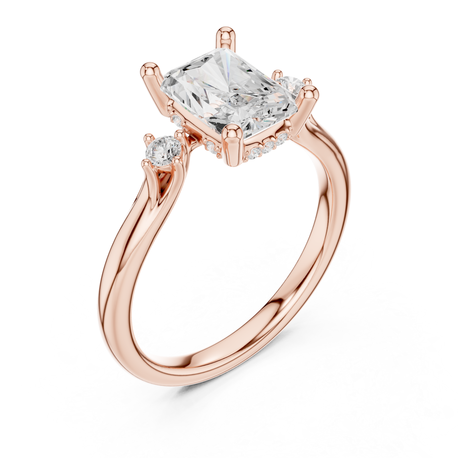  Rose Gold Celestial Halo Solitaire Ring Right View