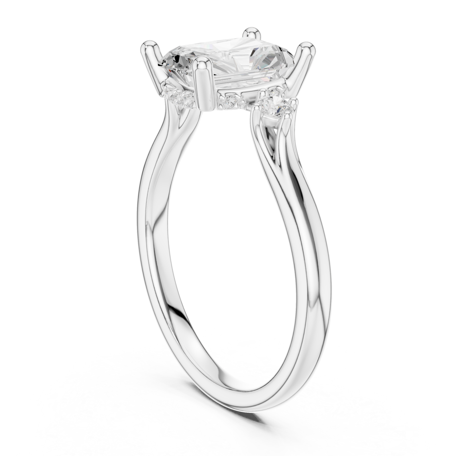  White Gold Celestial Halo Solitaire Ring Left View