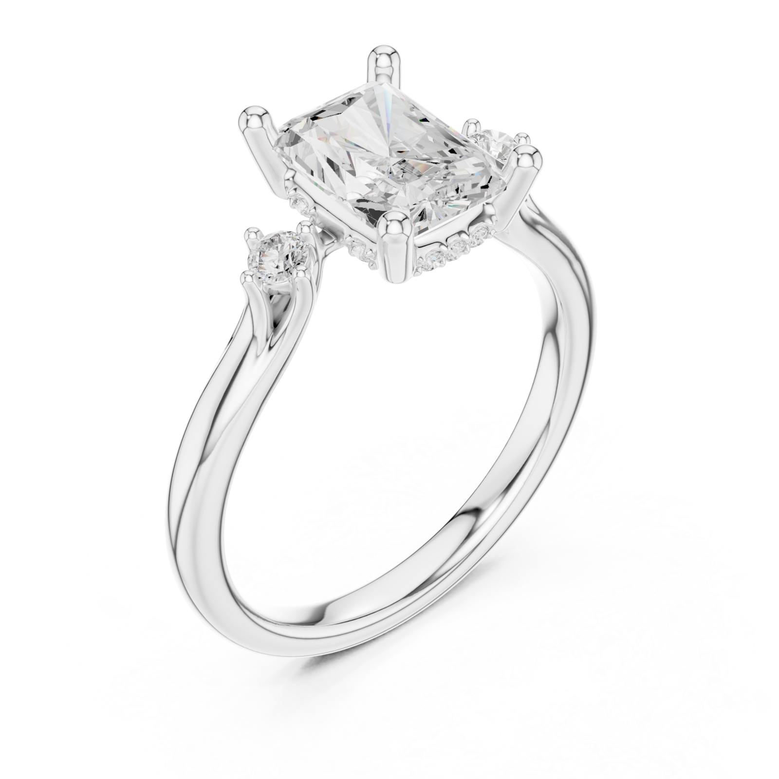  White Gold Celestial Halo Solitaire Ring Right View