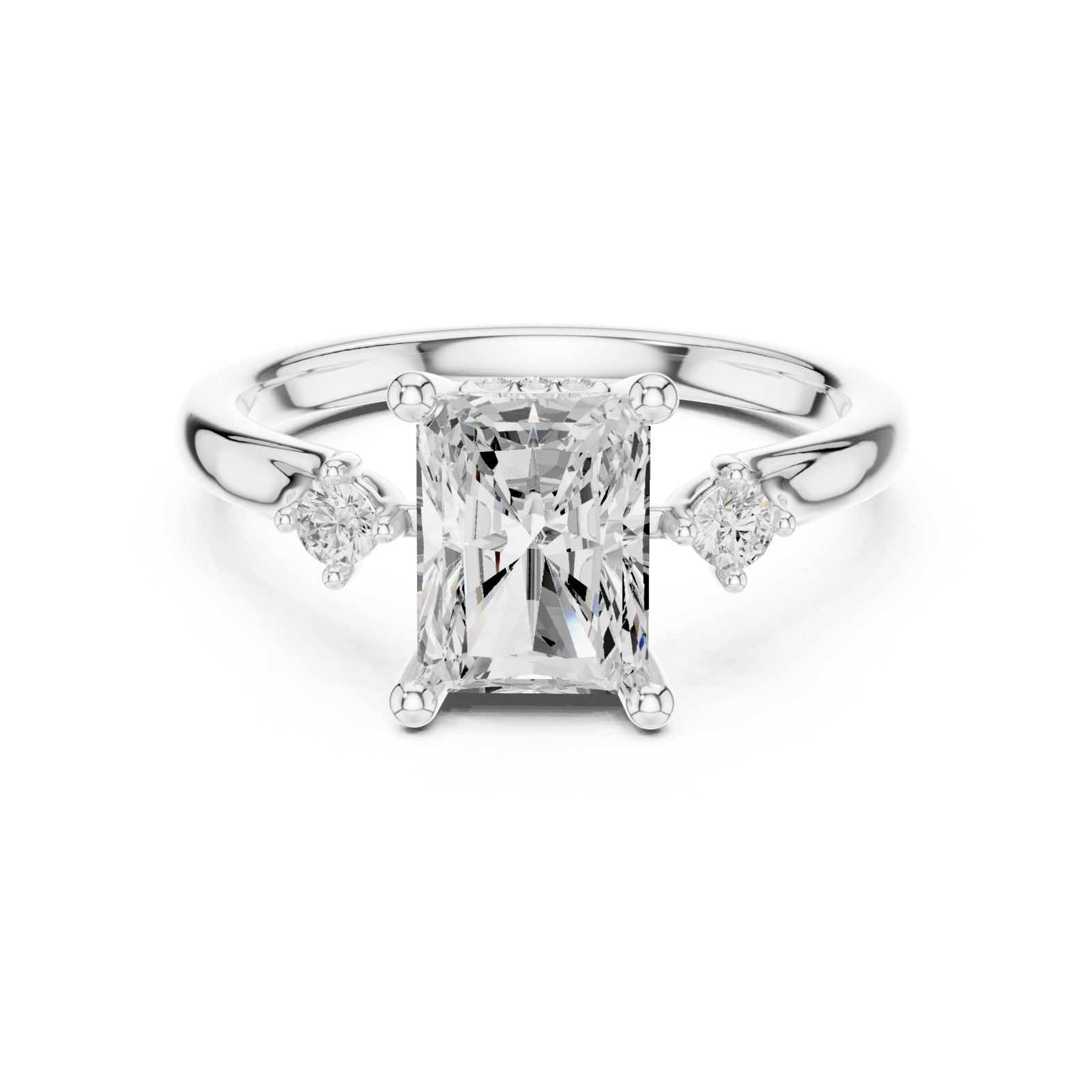  White Gold Celestial Halo Solitaire Ring Front View