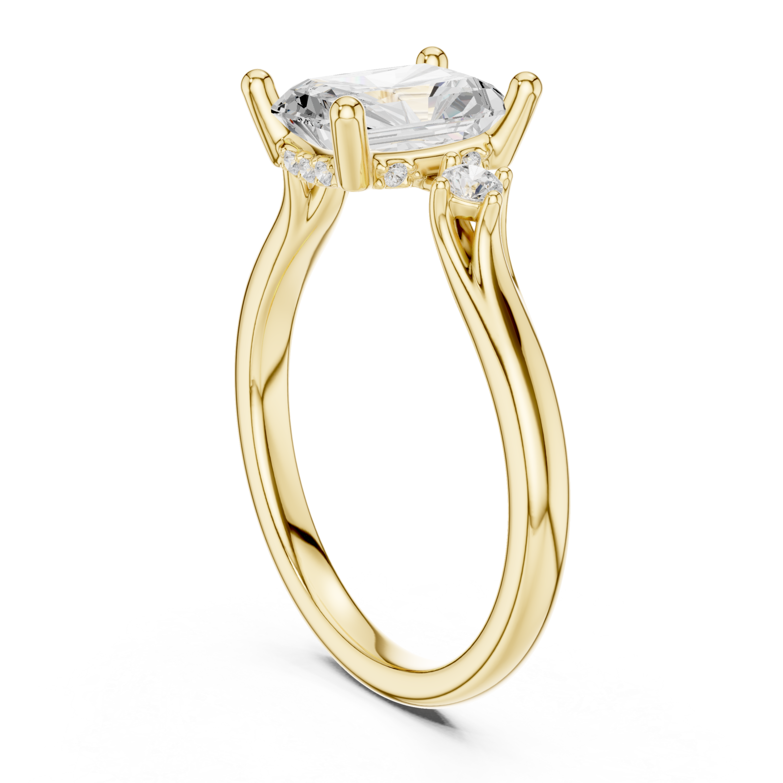  Gold Celestial Halo Solitaire Ring Left View