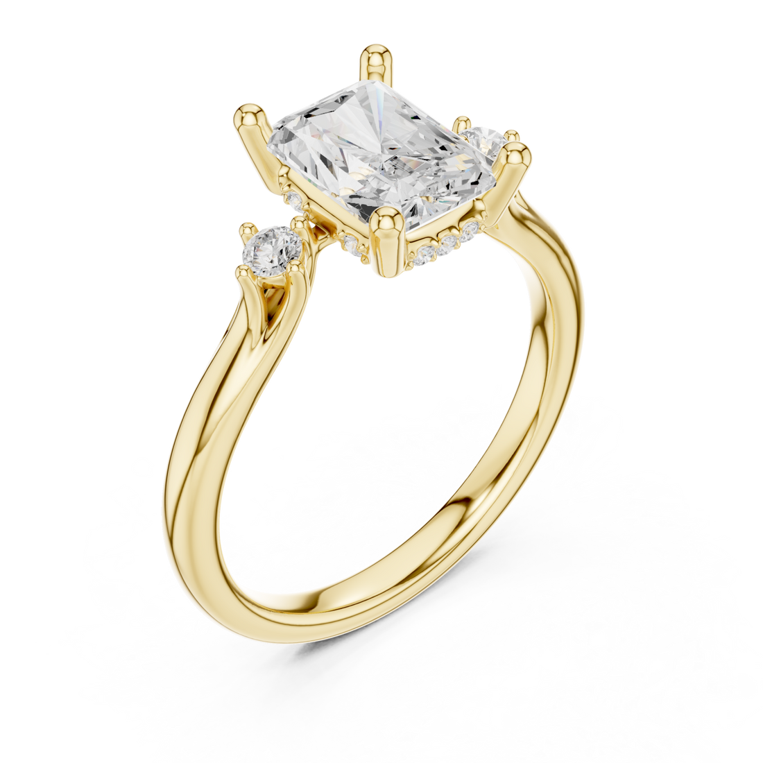 Gold Celestial Halo Solitaire Ring Right View