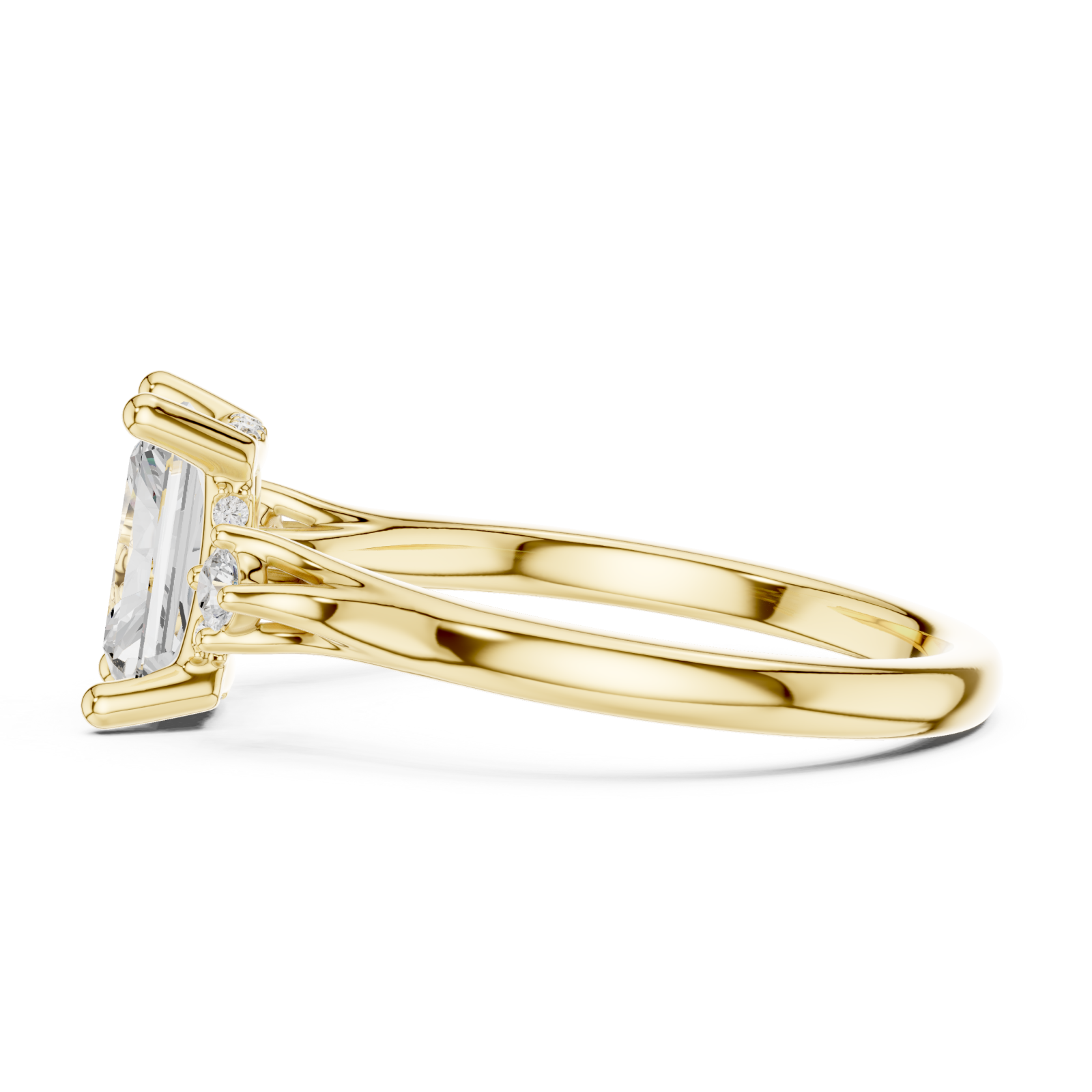  Gold Celestial Halo Solitaire Ring Side View