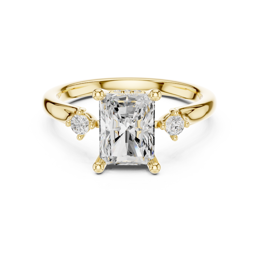 Gold Celestial Halo Solitaire Ring Right View